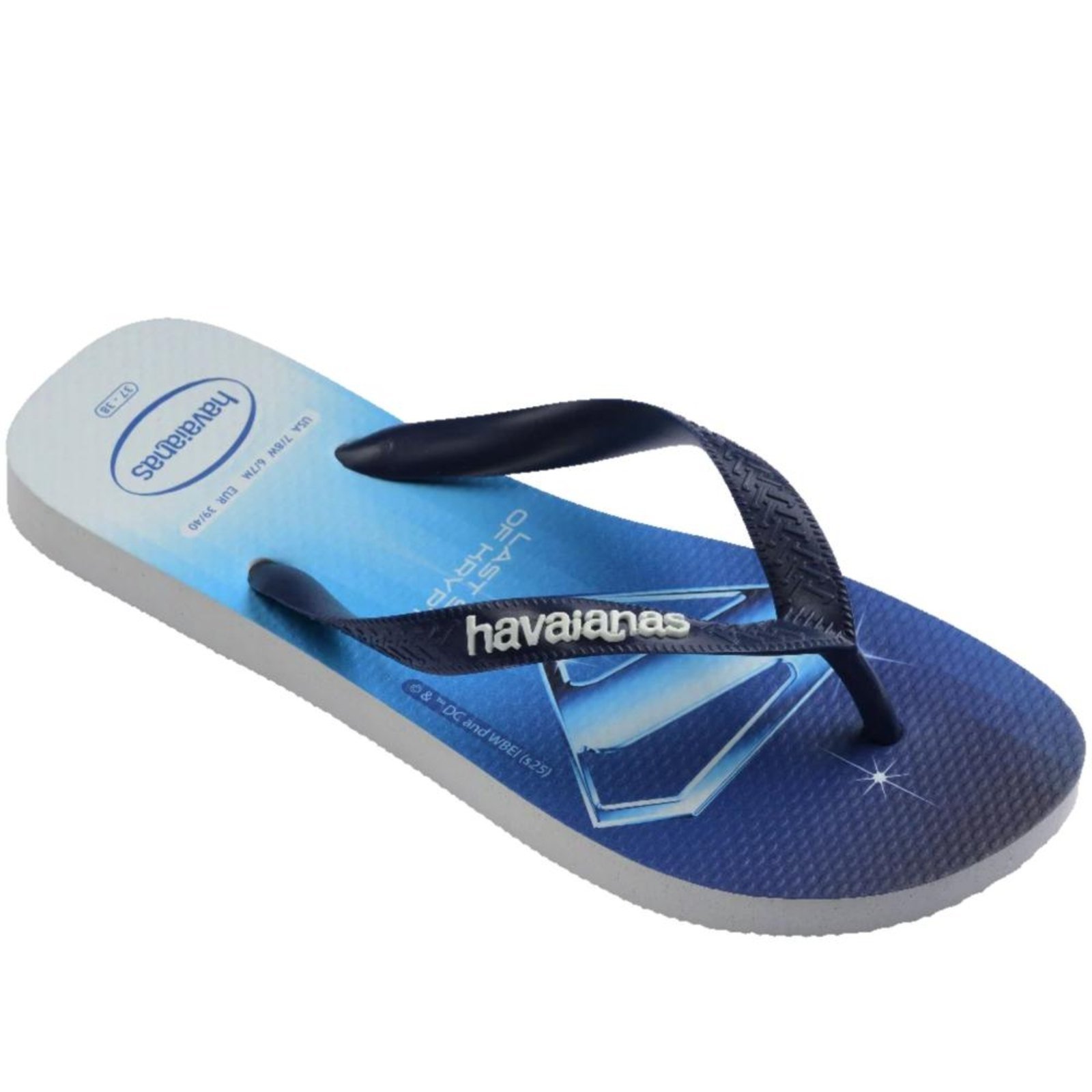 Vista 3 Chinelo Masculino Havaianas Herois Dc Branco/Azul Incolor incolor azul Havaianas incolor azul
