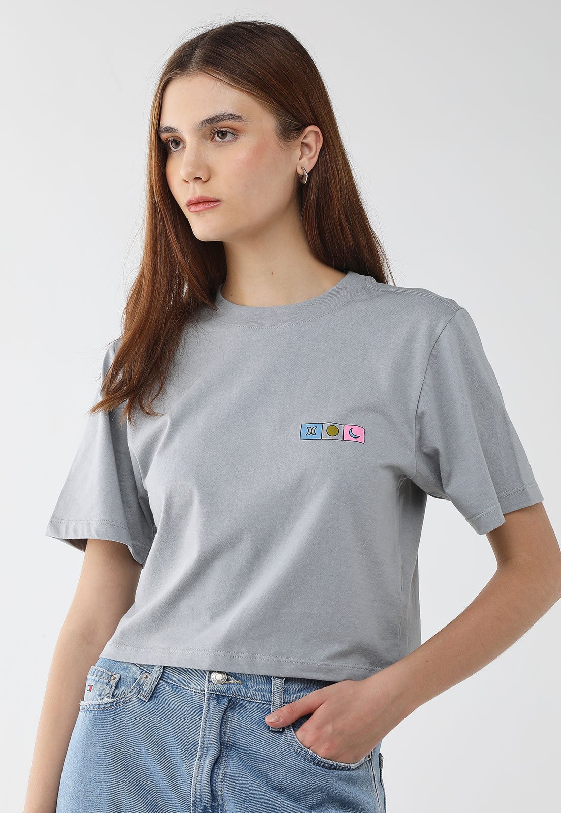 Vista 3 Camiseta Feminina Hurley Silk Portrait Claro cinza hurley cinza