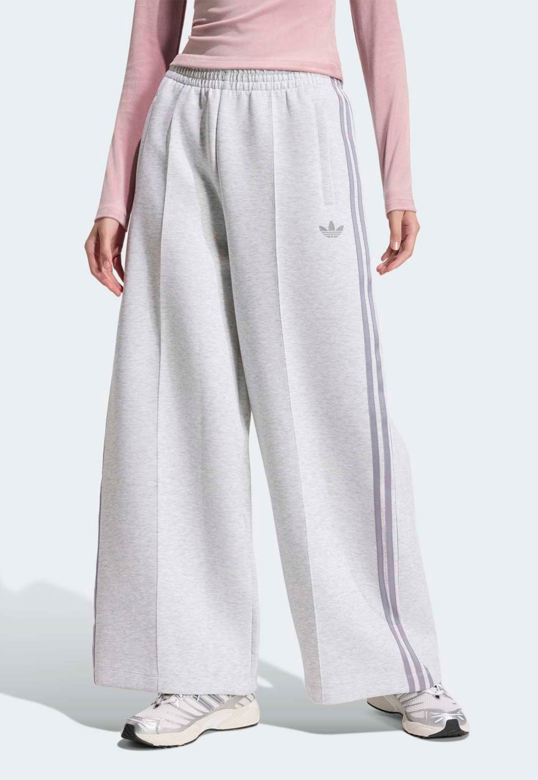 Calça adidas Originals Spacer Adicolor Modern Wide Leg Cinza
