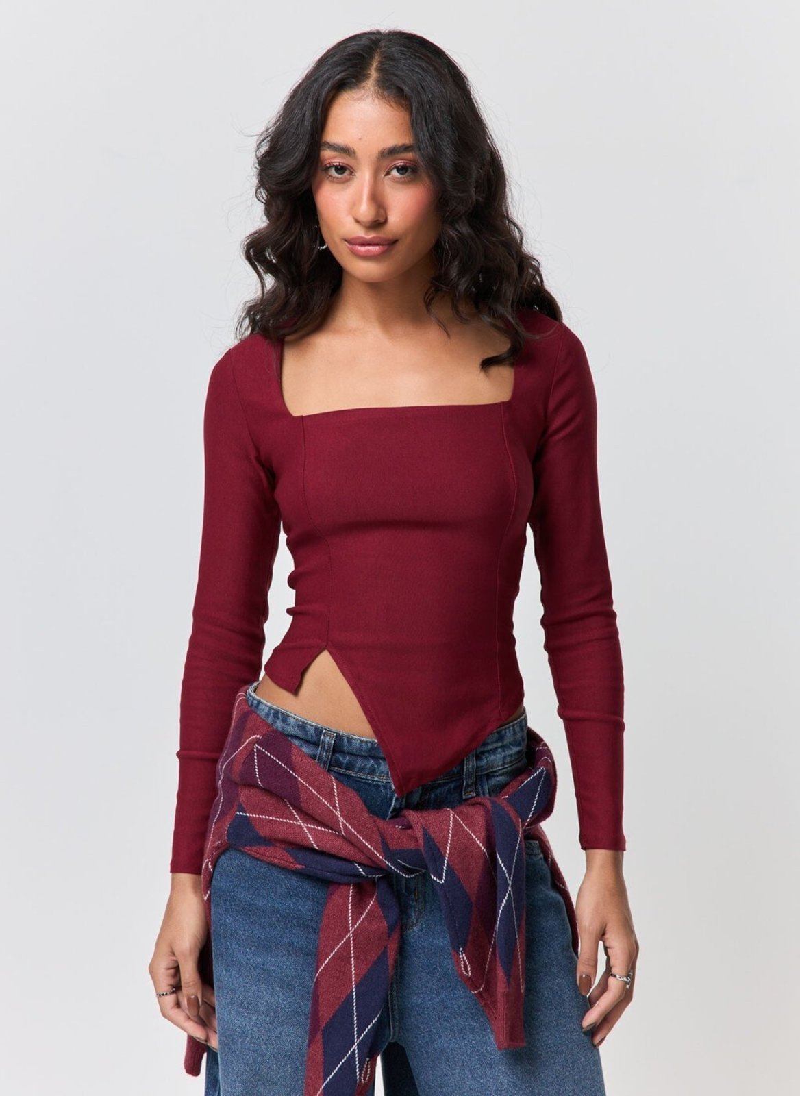 Blusa Manga Longa Bengaline Assimétrica