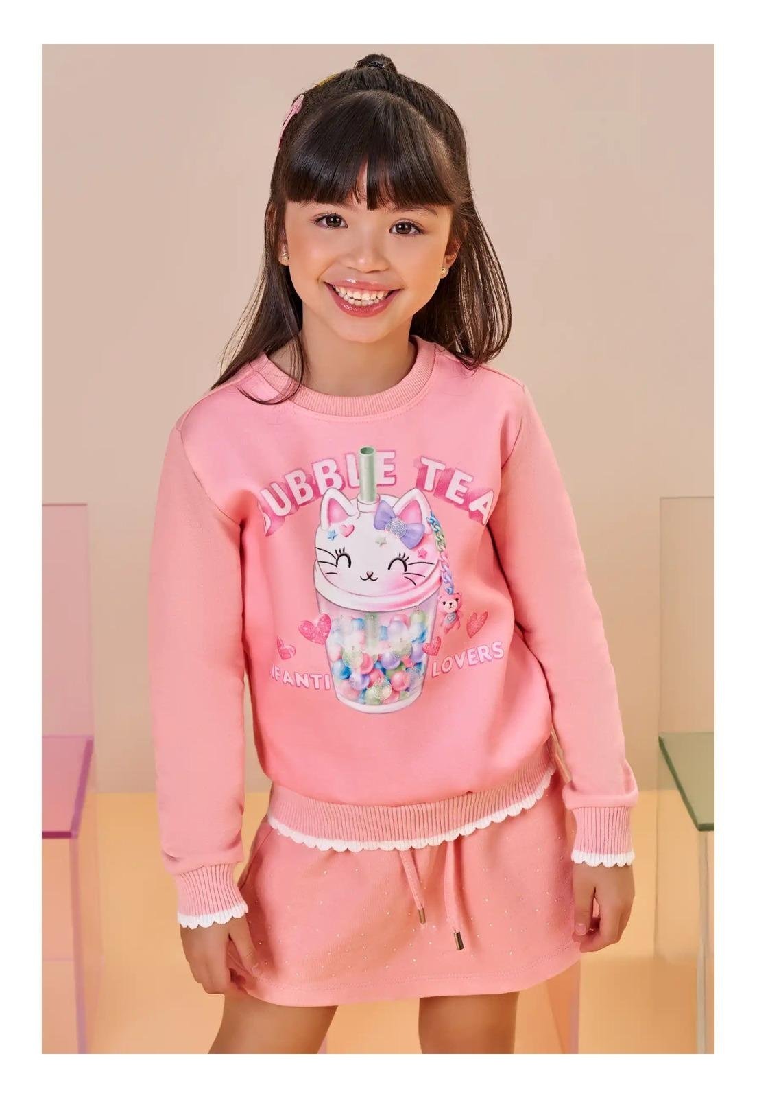 Infantil - Blusa Moletom Rosa Unicórnio Infanti 2 Rosa