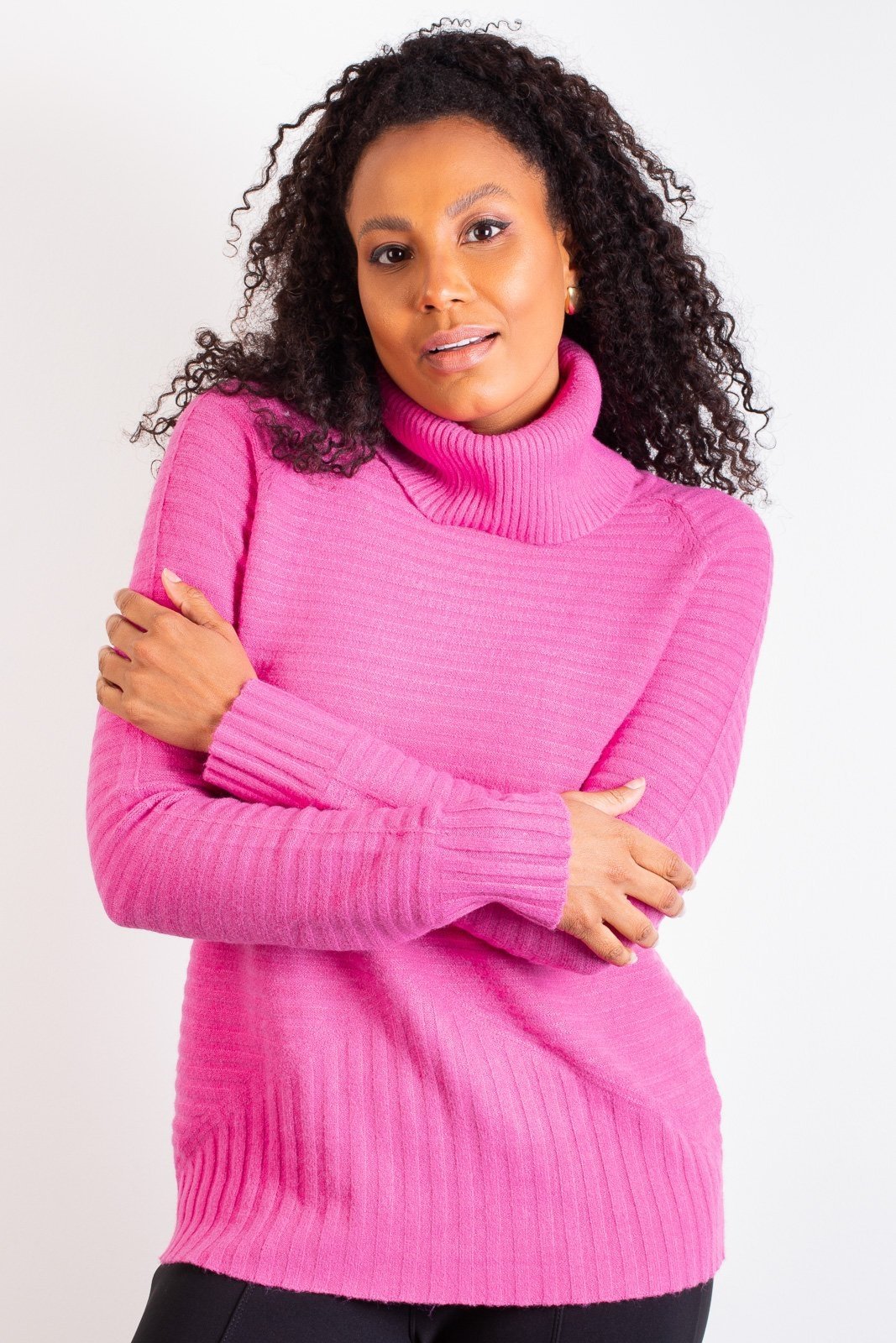 Blusa feminina de malha gola alta 80953 - Pink