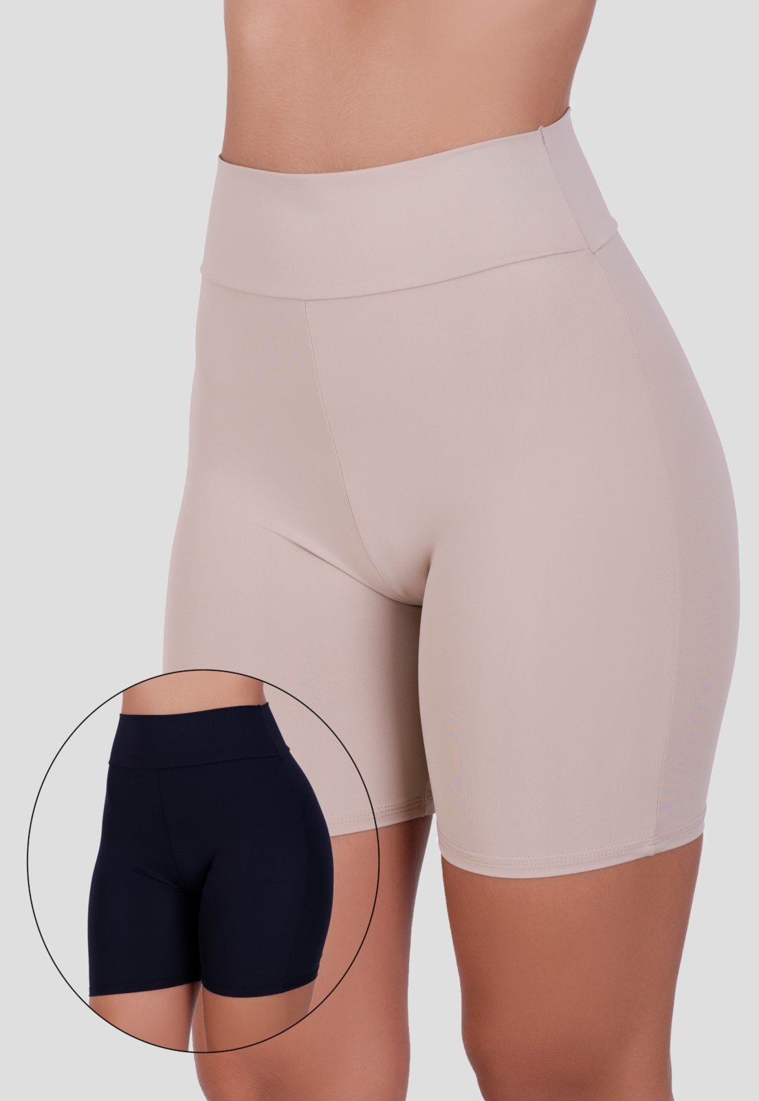 Kit 2 Short Anágua MdMix Modeladora Cintura Alta Segunda Pele Feminino Térmica Preto