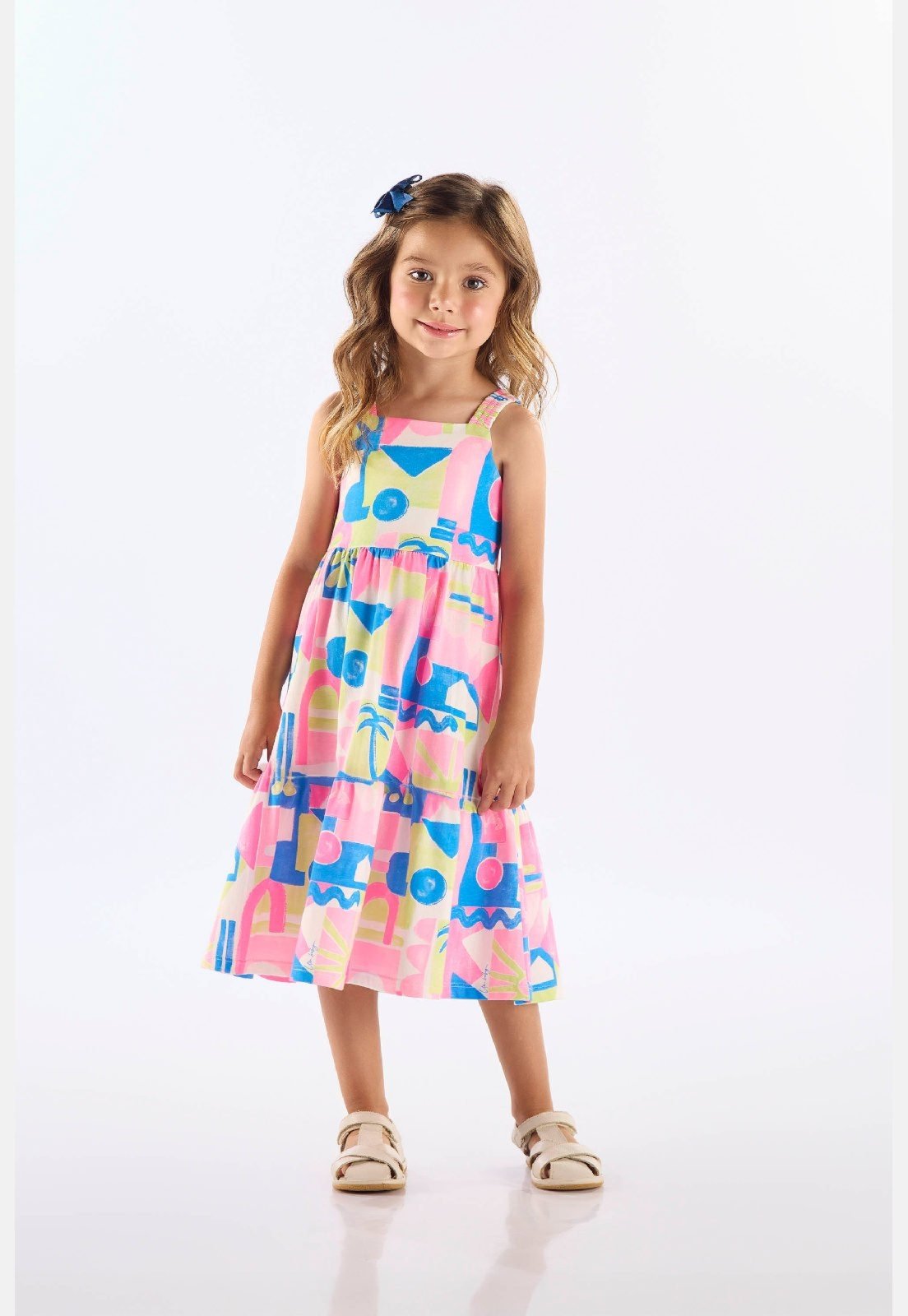 Infantil - Vestido Midi Algodão Alças Up Baby Rosa