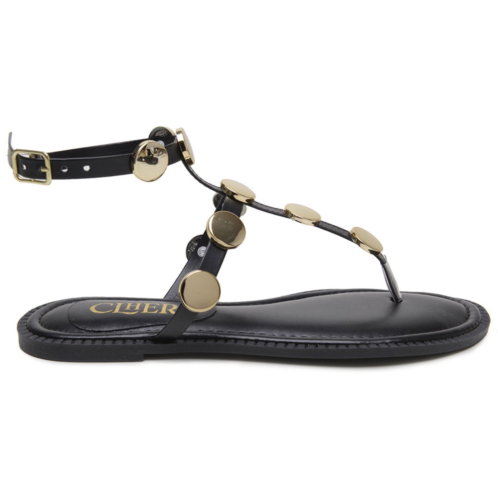 Sandália Feminina Rasteira Pietra Glam Casual Preto