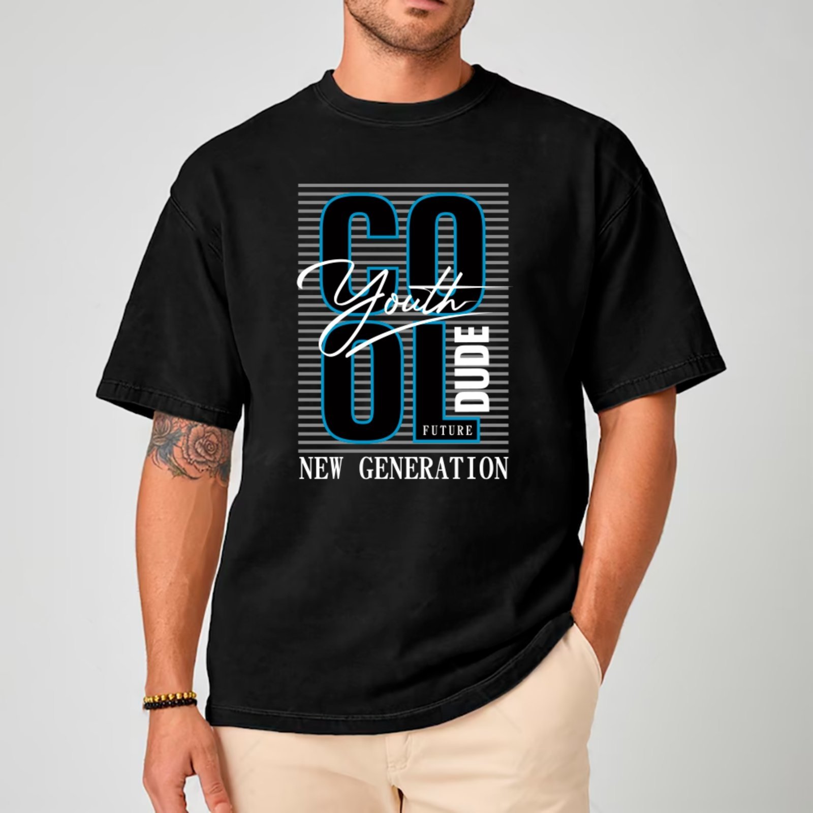 Camiseta Ousy Unissex Go Youth Dude Future New Generation Básica Preto