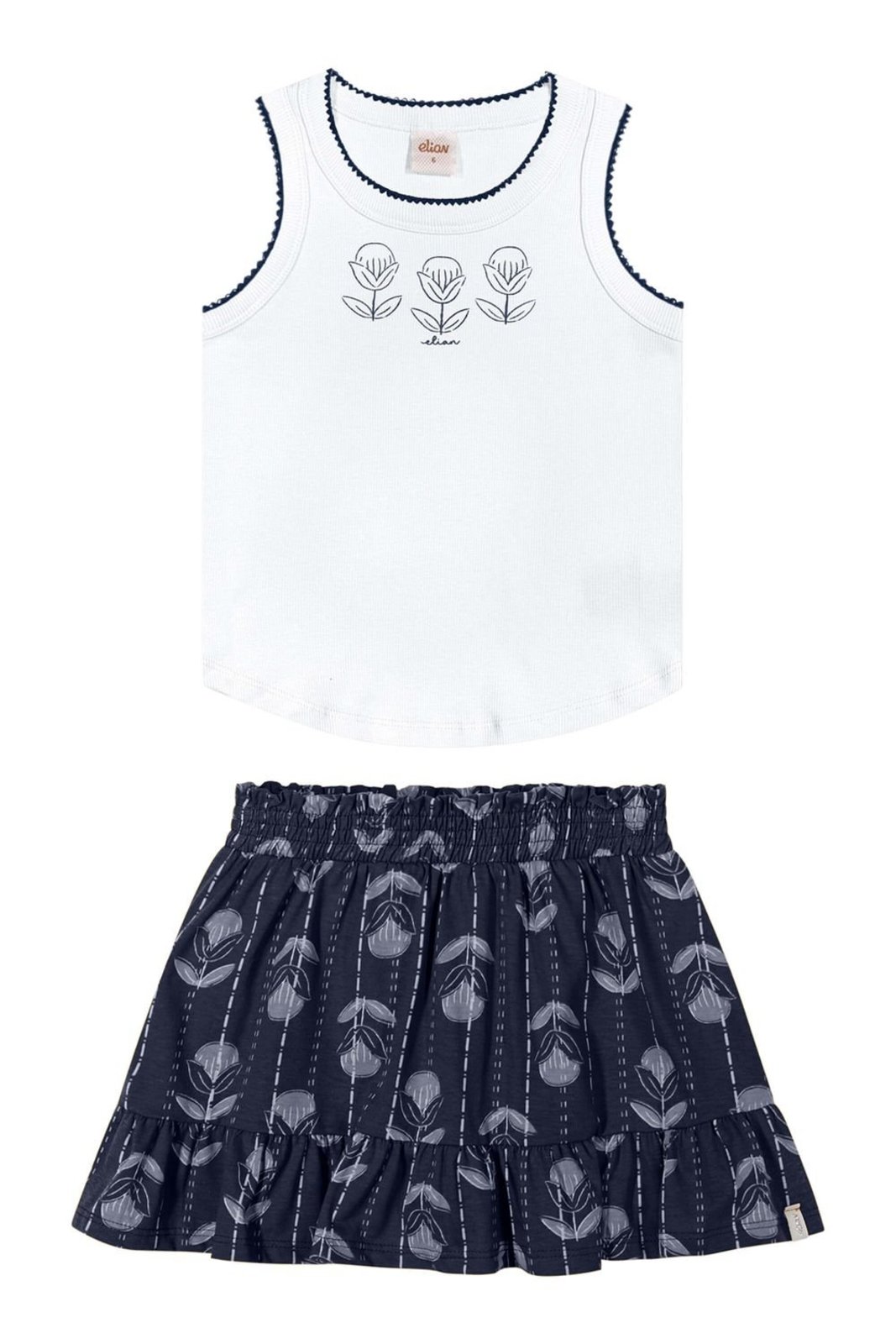 Infantil - Conjunto Menina Ribana Floral Elian Branco