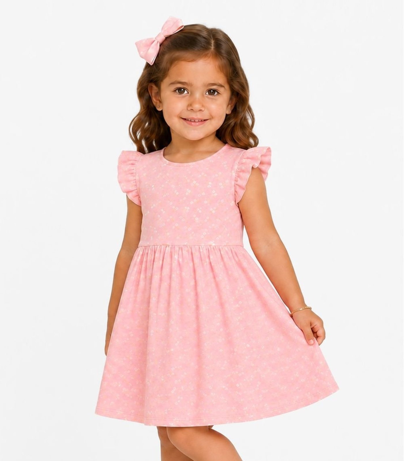 Vestido Feminino Estampado Em Malha Cotton Select Rosa