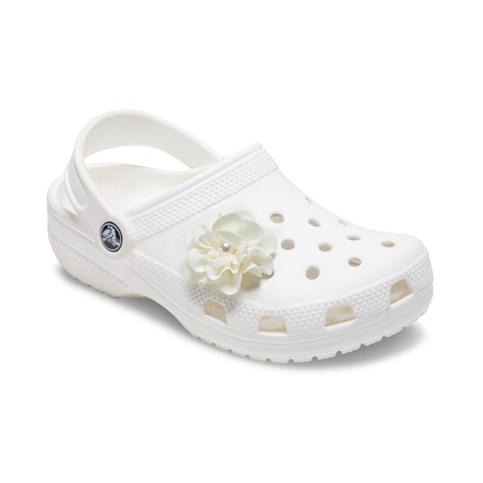 Vista 3 Infantil - Jibbitz™ Flor de Tecido com Pérola Crocs branco