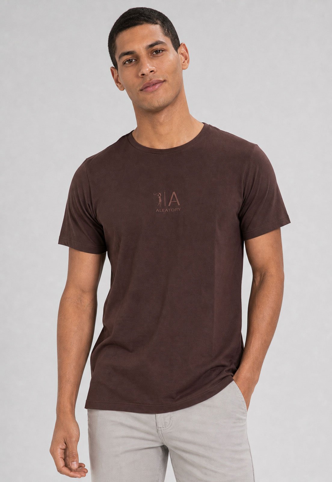 Camiseta Masculina Aleatory Logo Marrom