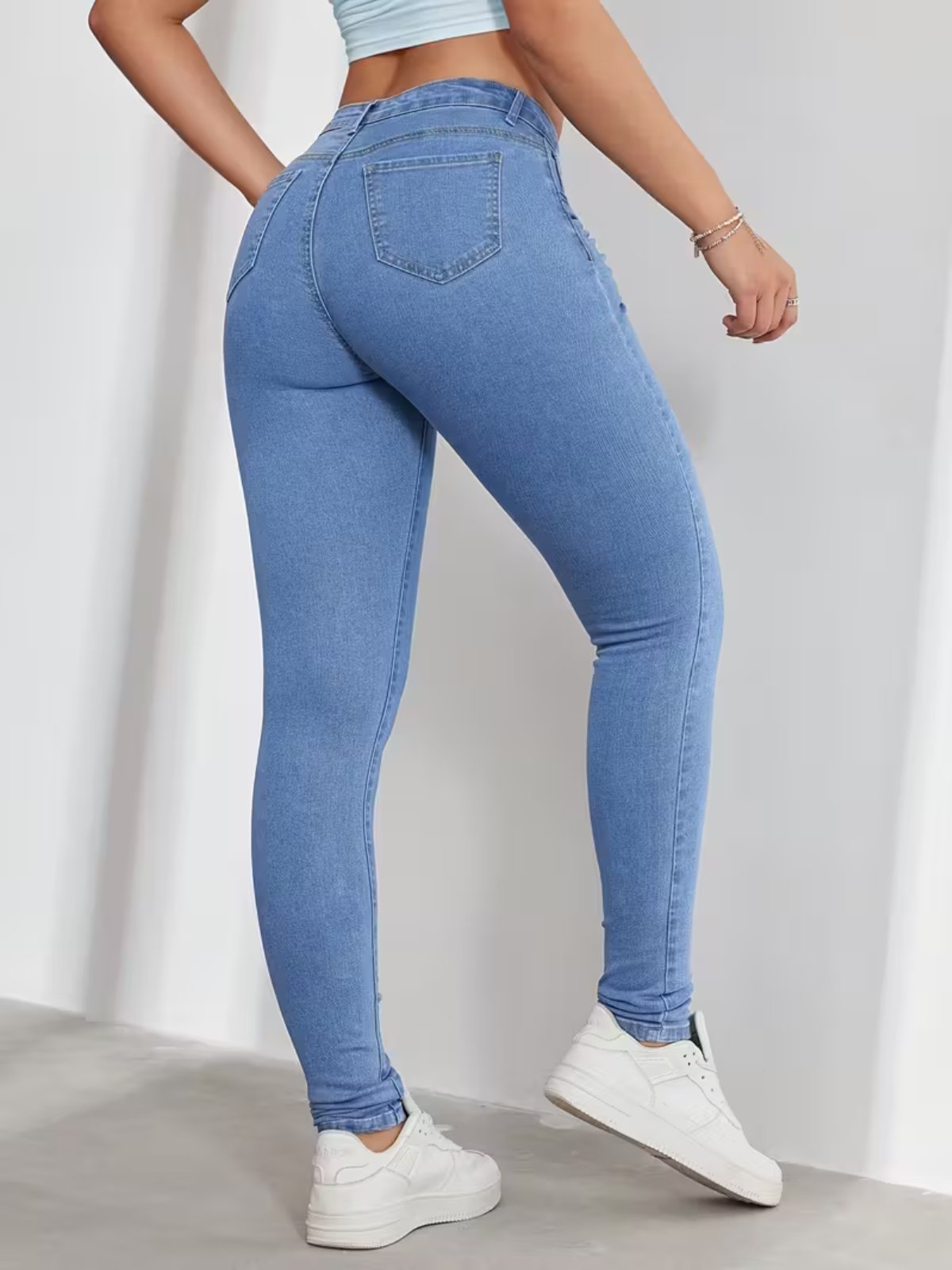 Vista 3 Calça Feminina Jeans Skinny SK JEANS Eleagante Casual e Confortavel Claro azul/jeans azul azul/jeans azul