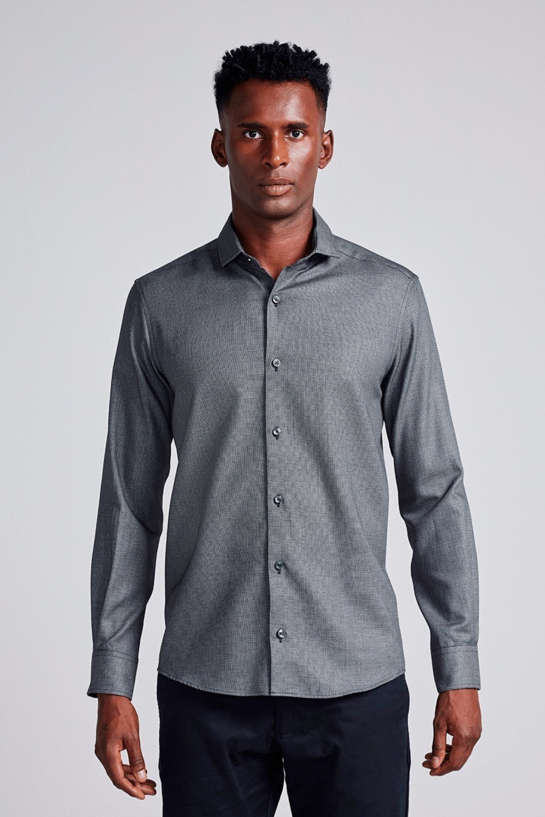HIGHSTIL Camisa Lisa Slim Fit - Preto