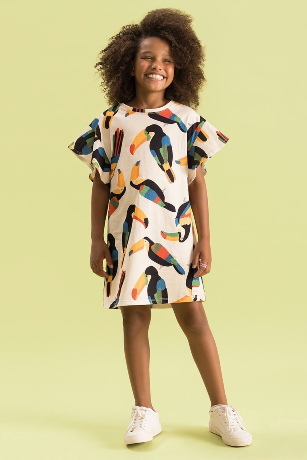 Vista 2 Infantil - Vestido Bugbee Malha de Algodão Estampada Bugbee off-white