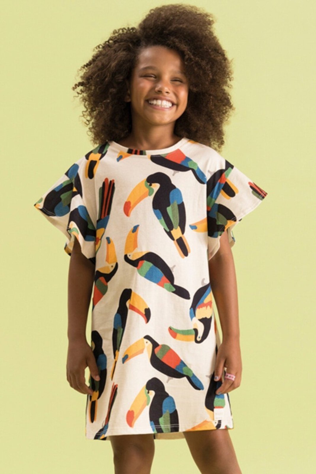 Vista 3 Infantil - Vestido Bugbee Malha de Algodão Estampada Bugbee off-white