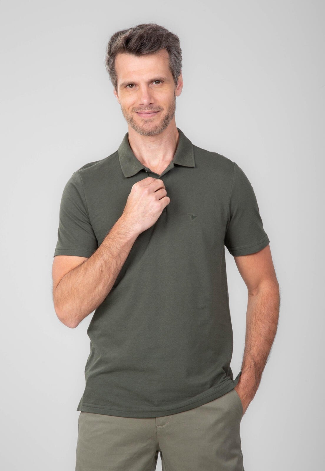 Polo Slim Piquet Traymon Verde Militar