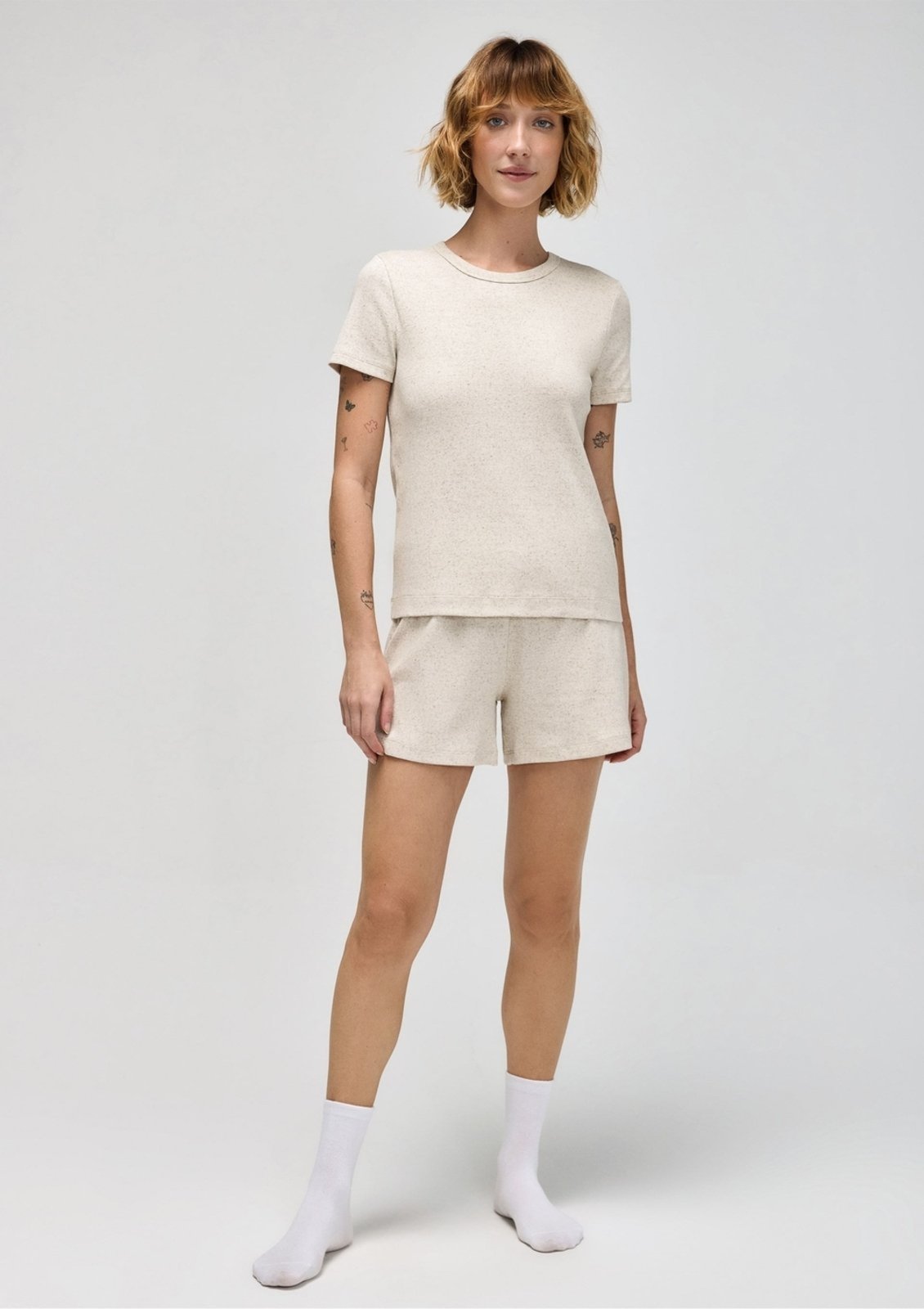 Pijama Curto Feminino Oversized Com Linho Hering