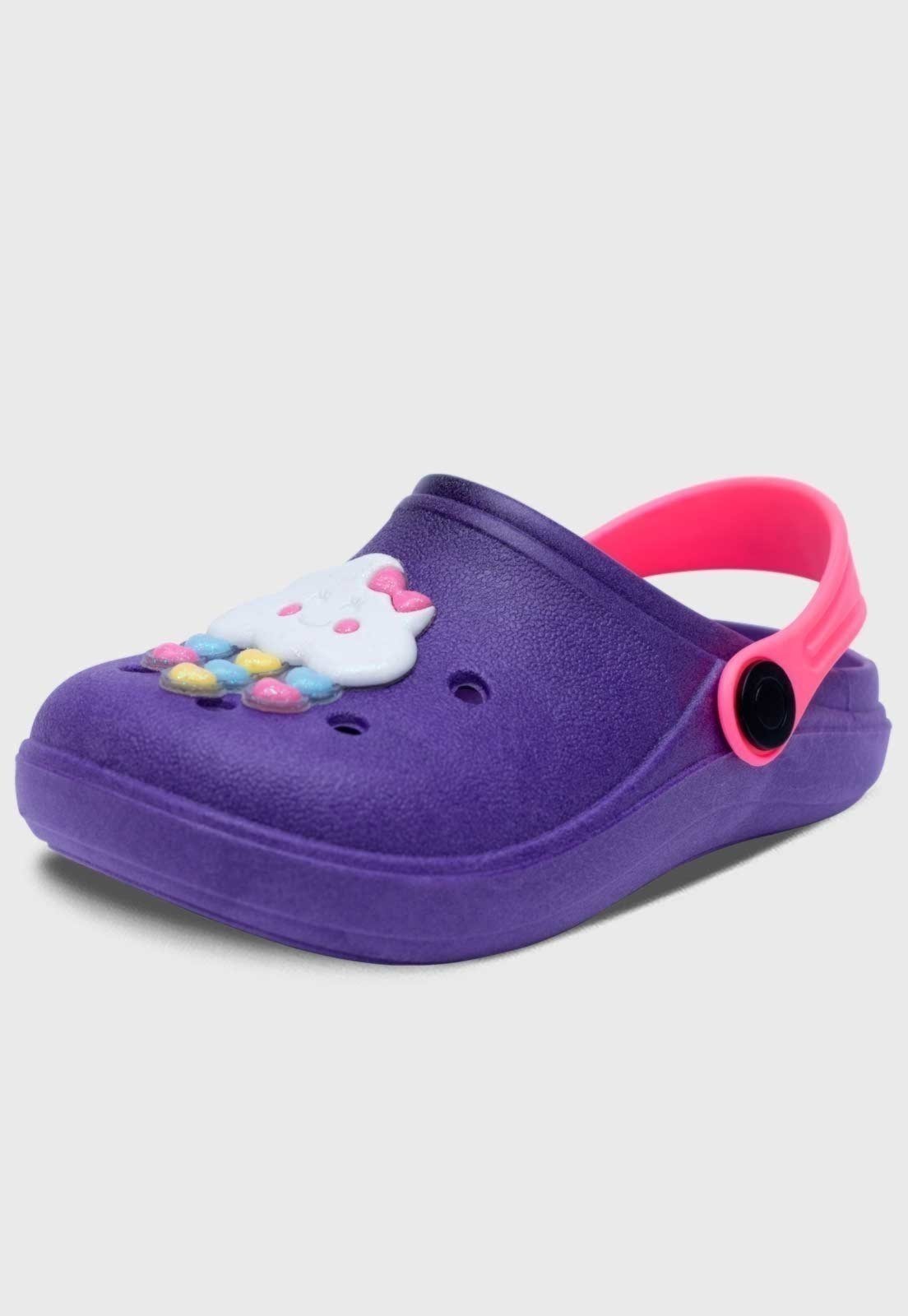 Infantil - Babuche Feminino Popidi Menina Chuva de Amor Roxo