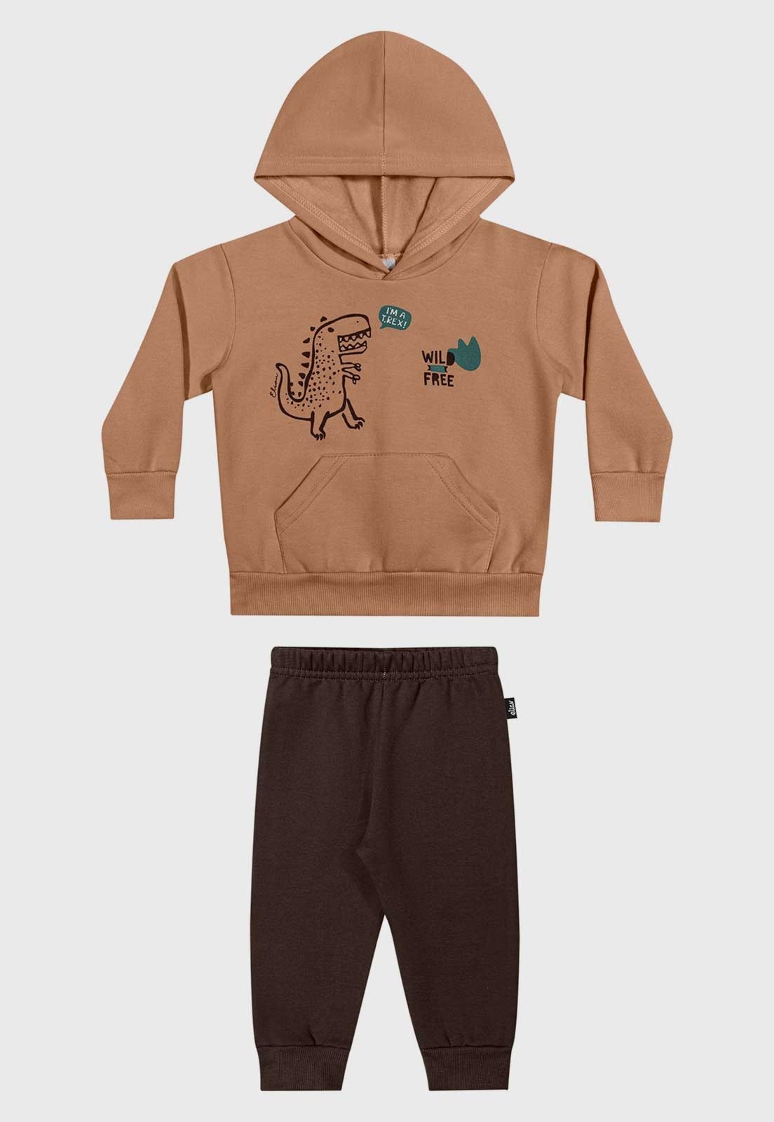 Conjunto Elian Dinossauro Algodao Caramelo