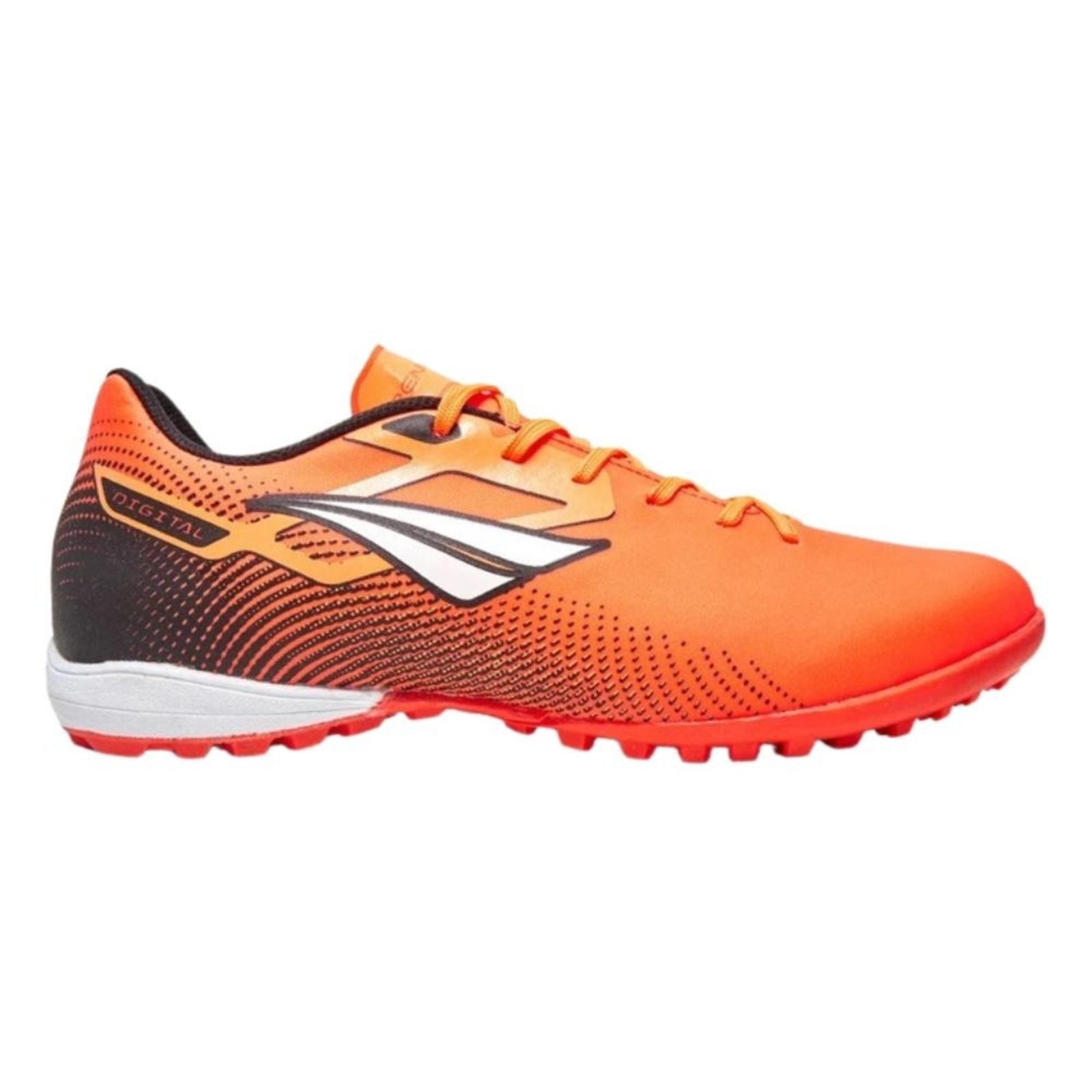 Vista 2 Chuteira Penalty Society Digital Y-1 Coral-branco-laranja laranja coral Penalty laranja coral