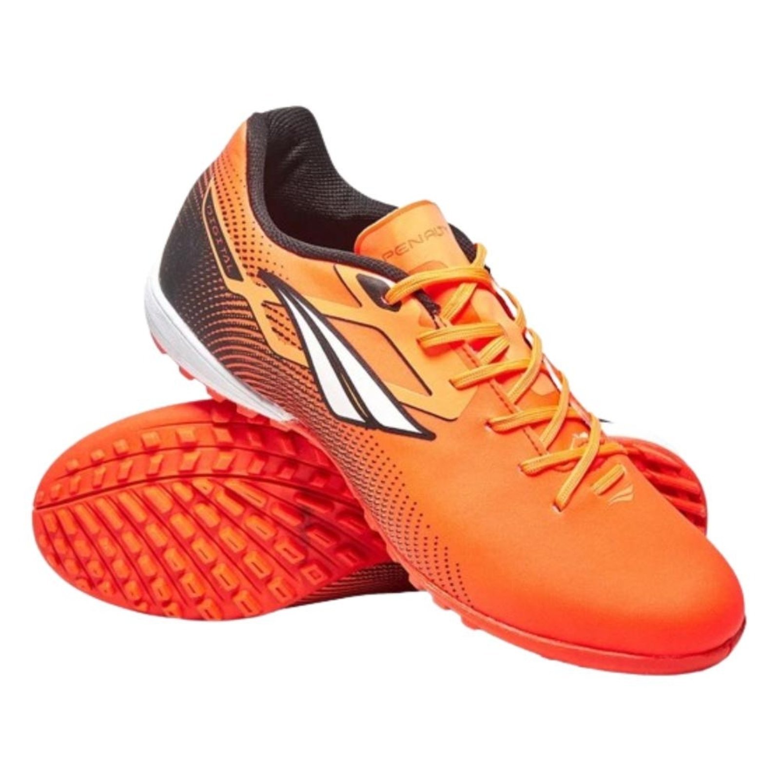 Vista 3 Chuteira Penalty Society Digital Y-1 Coral-branco-laranja laranja coral Penalty laranja coral