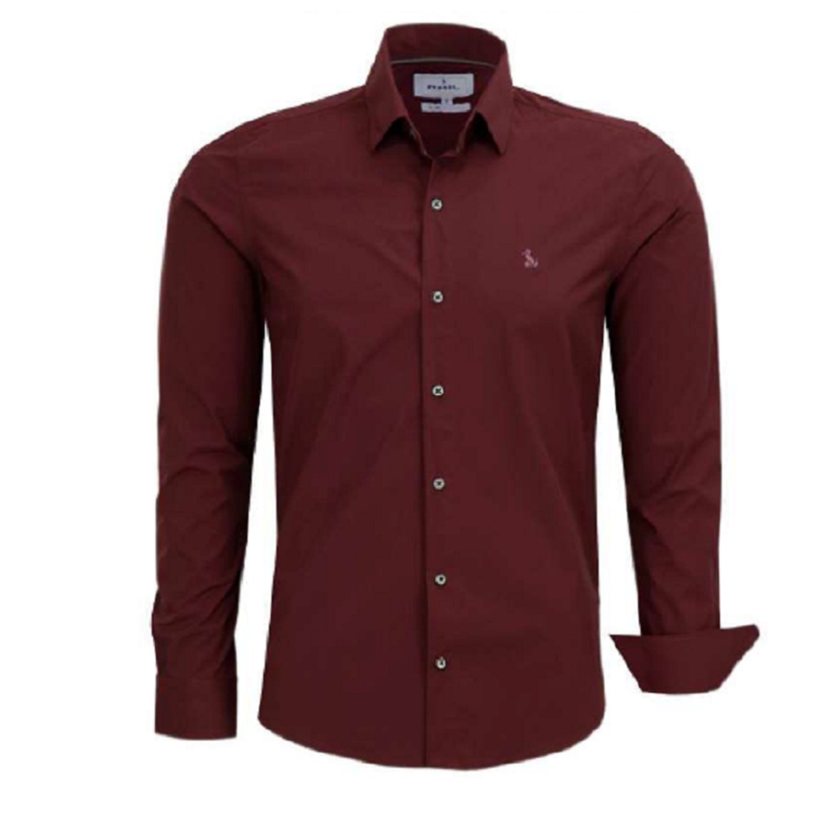 Camisa Social Ad Listada Algodão Manga Longa Original Amil Bordo