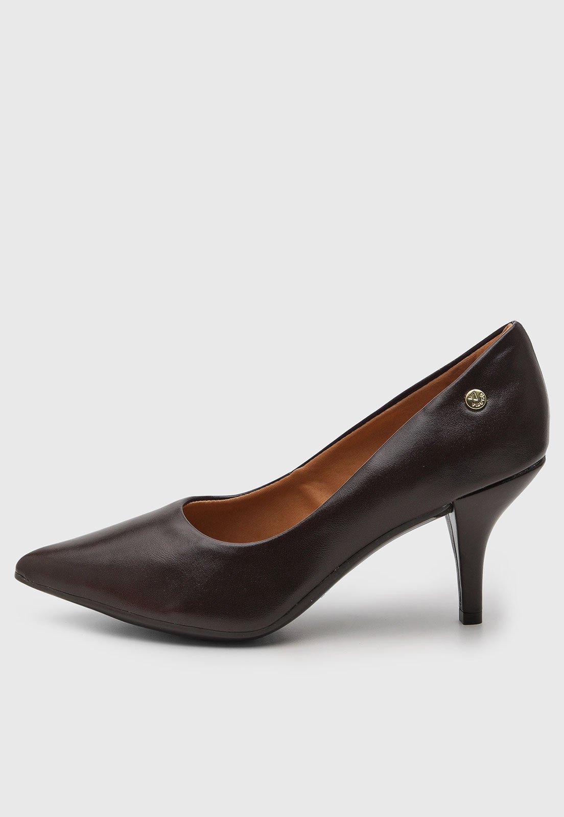 Scarpin Feminino Via Uno Salto Médio Bico Fino Marrom
