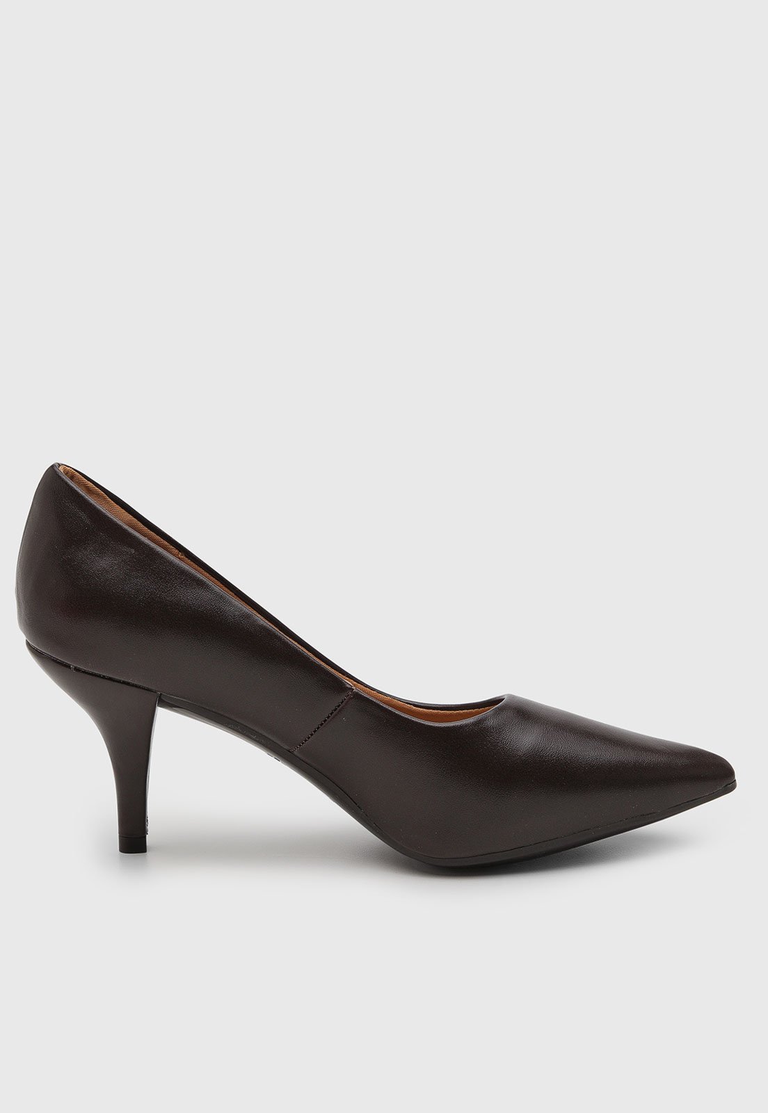 Vista 3 Scarpin Feminino Via Uno Salto Médio Bico Fino marrom VIA UNO marrom
