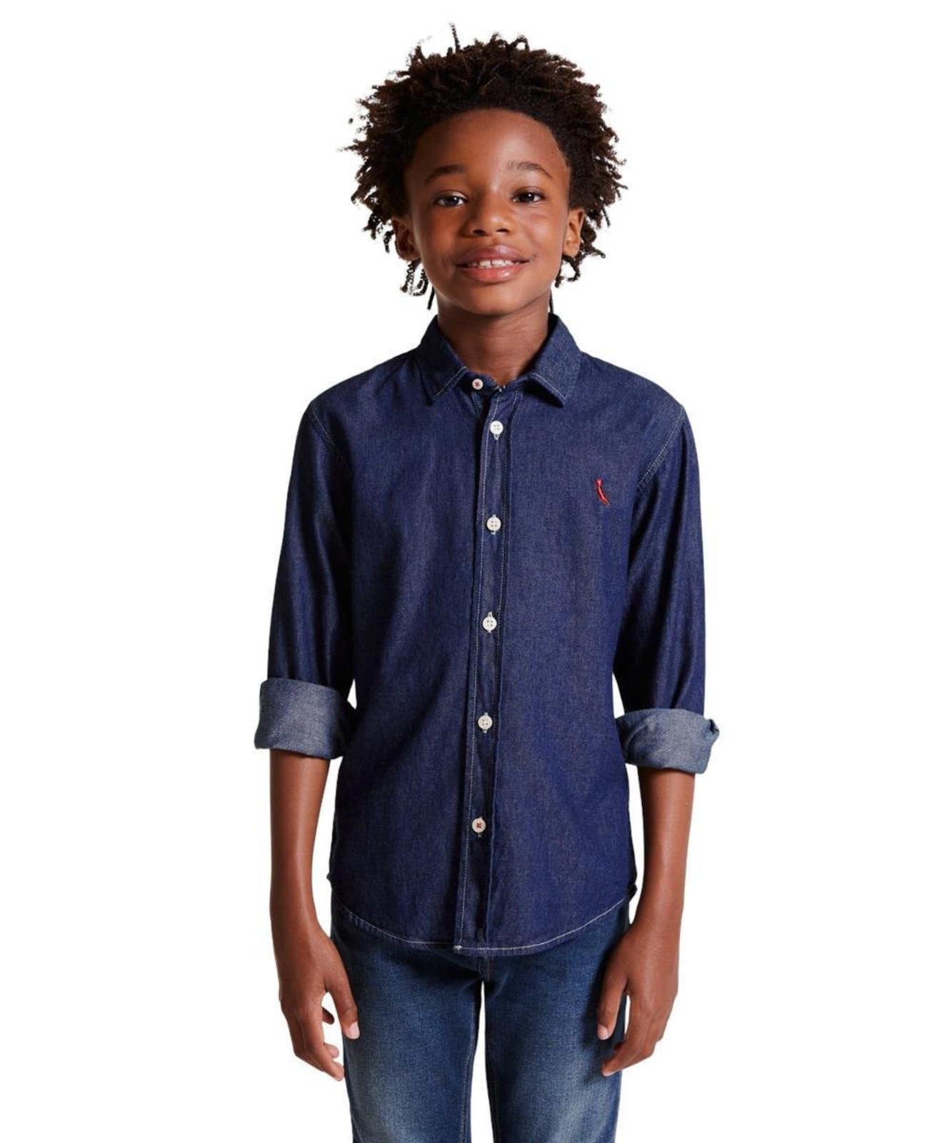 Infantil - Camisa Cont Ae Easy Oxford Denim Reserva Mini