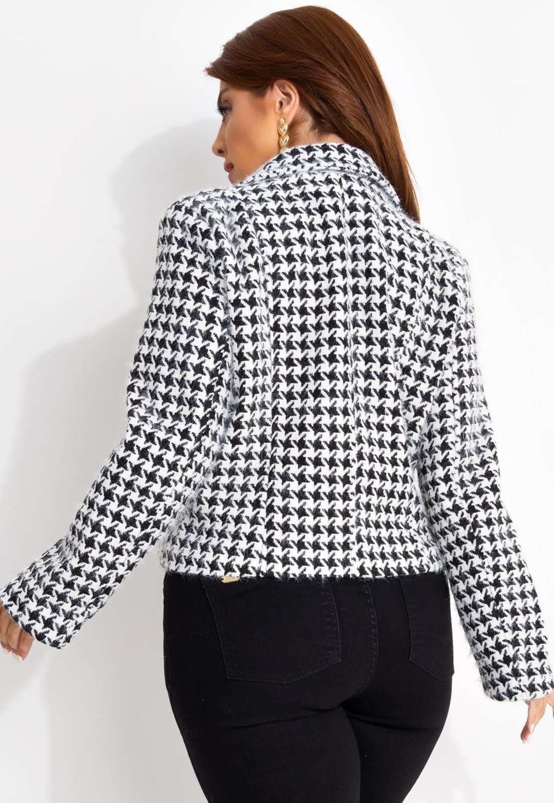 Vista 3 Blazer Em Tweed Quintess preto Quintess preto