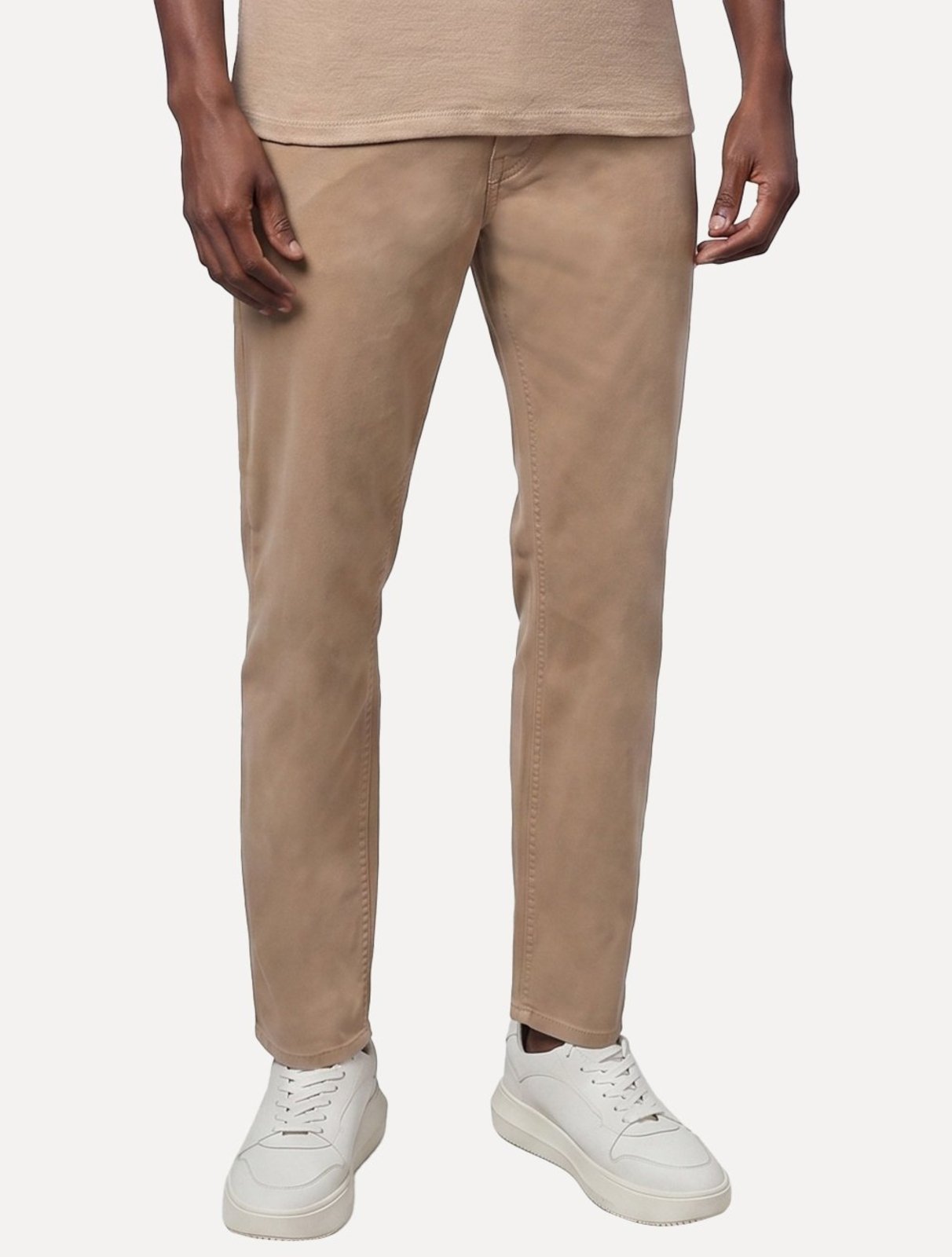 Calça Calvin Klein Jeans Masculina Slim Color Sarja Stretch Cáqui Médio
