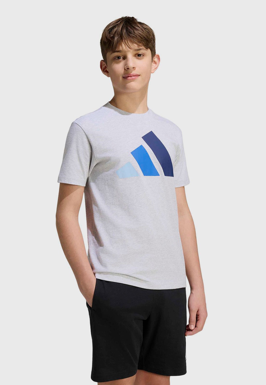 Infantil - Camiseta adidas Sportswear 3 Stripes Cinza