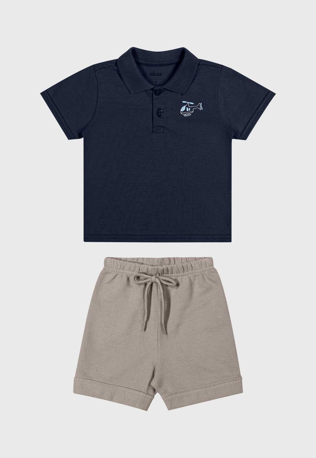 Conjunto Curto Elian Polo Helicóptero Azul