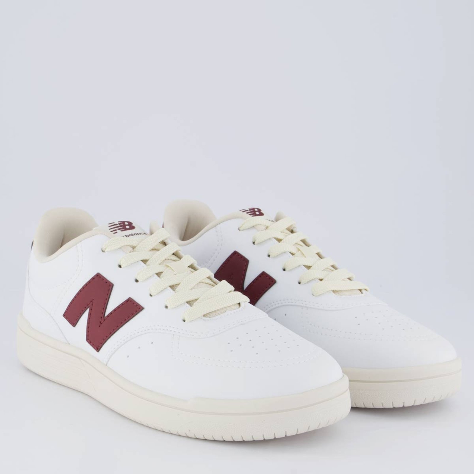 Vista 3 Tênis New Balance BB80 Bege e Bordô branco New Balance branco