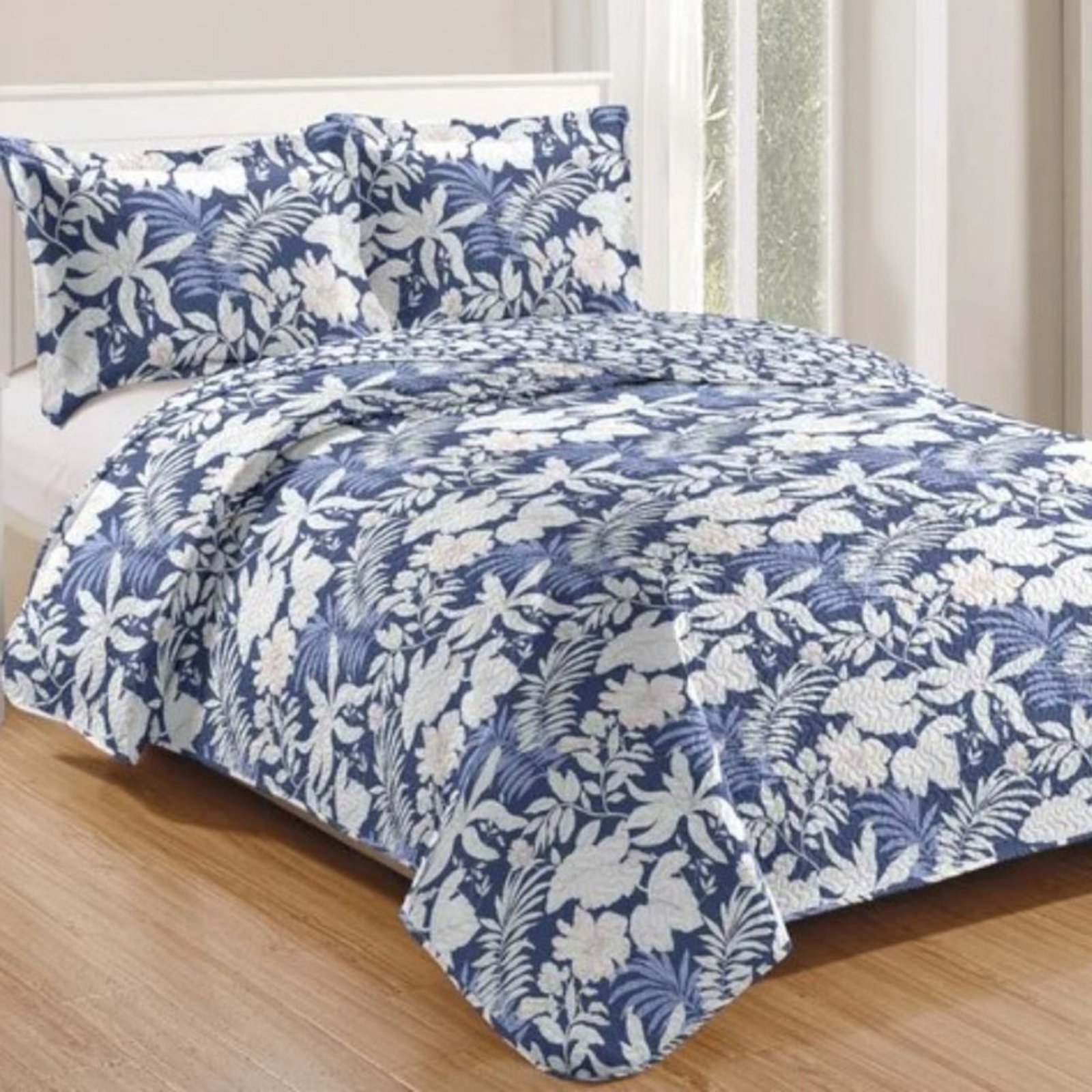 Kit Cobre Leito Colcha Casa Scarpa Mix King Estampado Dupla Face Floral 3 Peças - Josiane