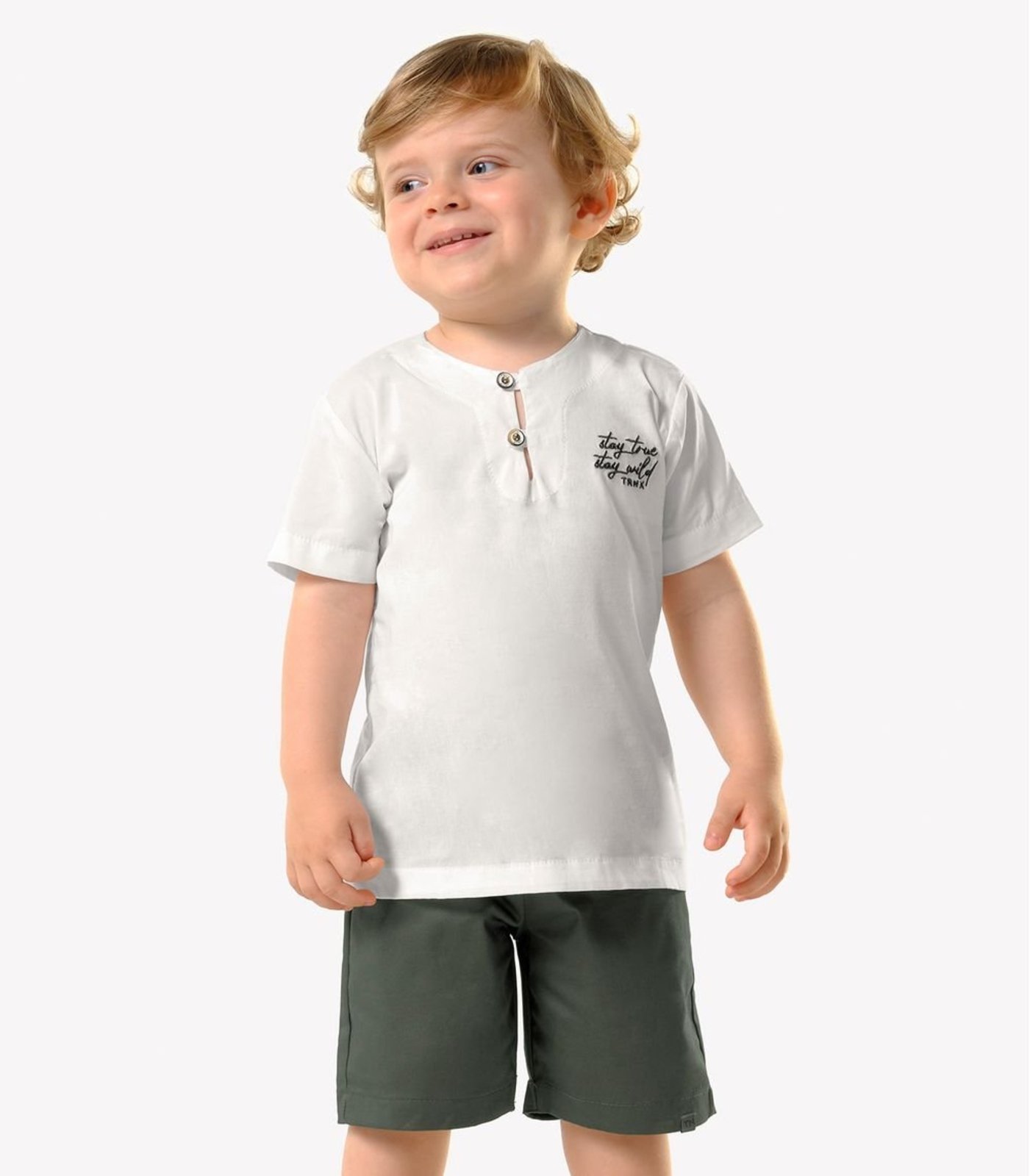 Infantil - Conjunto Camisa Com Bermuda Trick Nick Bege