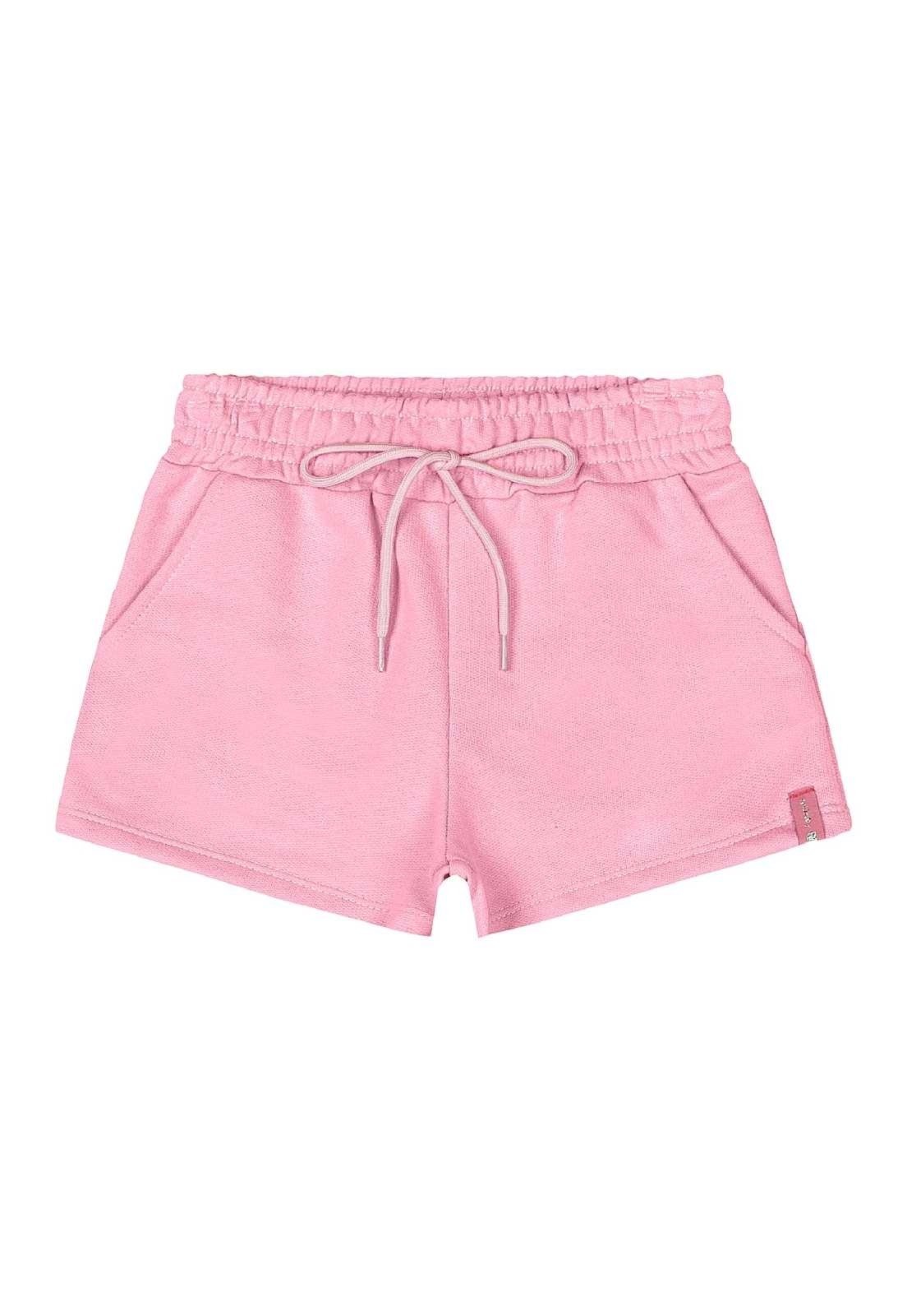 Infantil - Short Básico em Moletom Menina Quimby Rosa