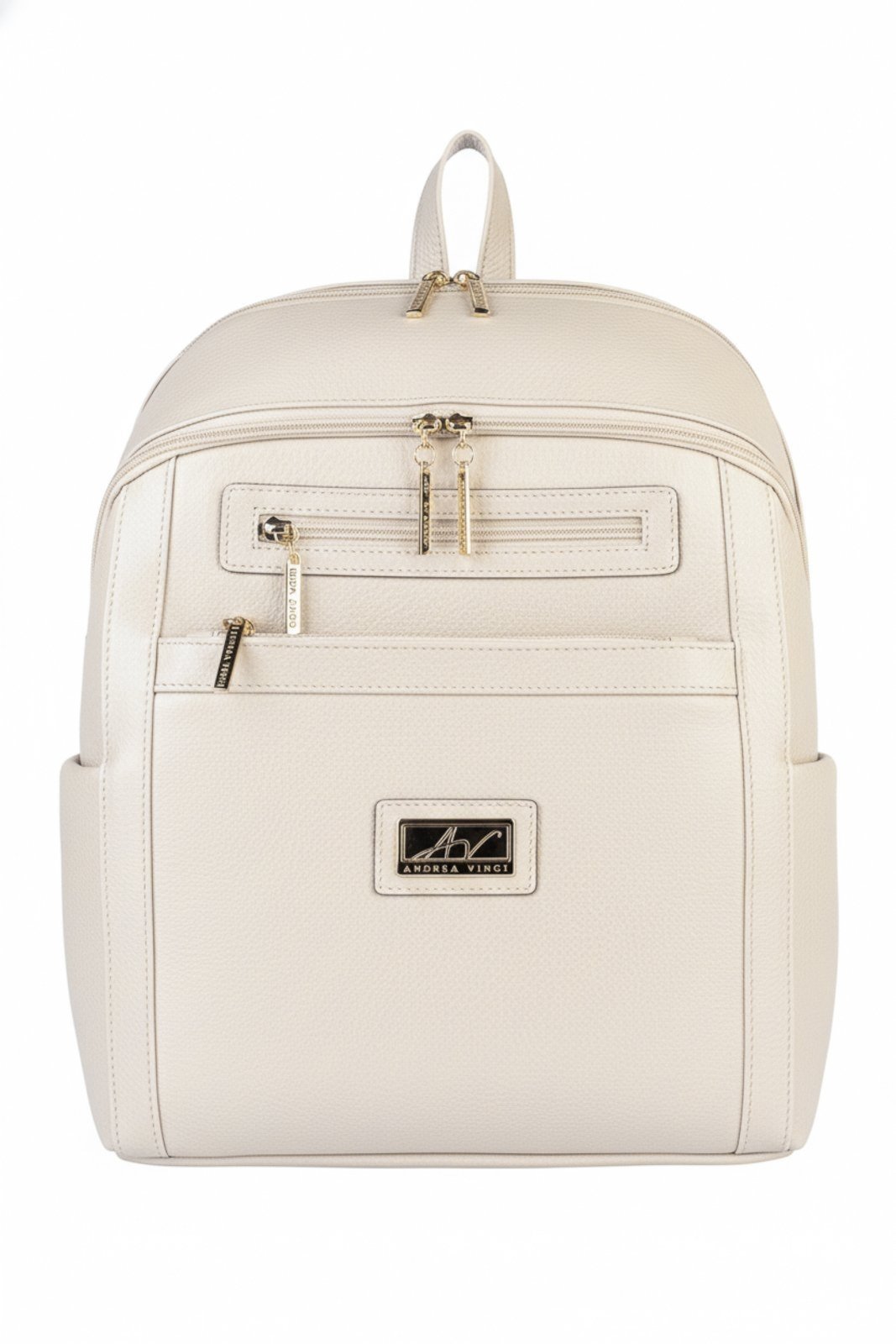 Mochila Andrea Vinci Grande De Couro Liso Marcela – Marfim