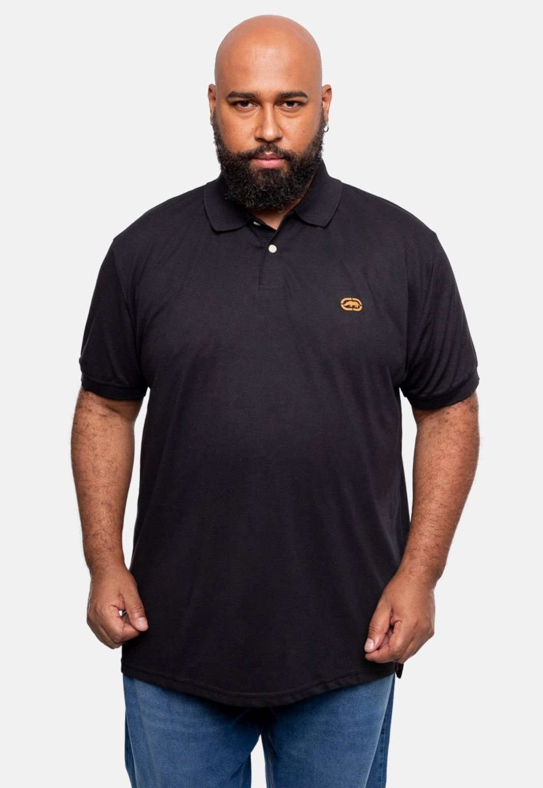 Camisa Polo Ecko Piquet Plus Size Preta