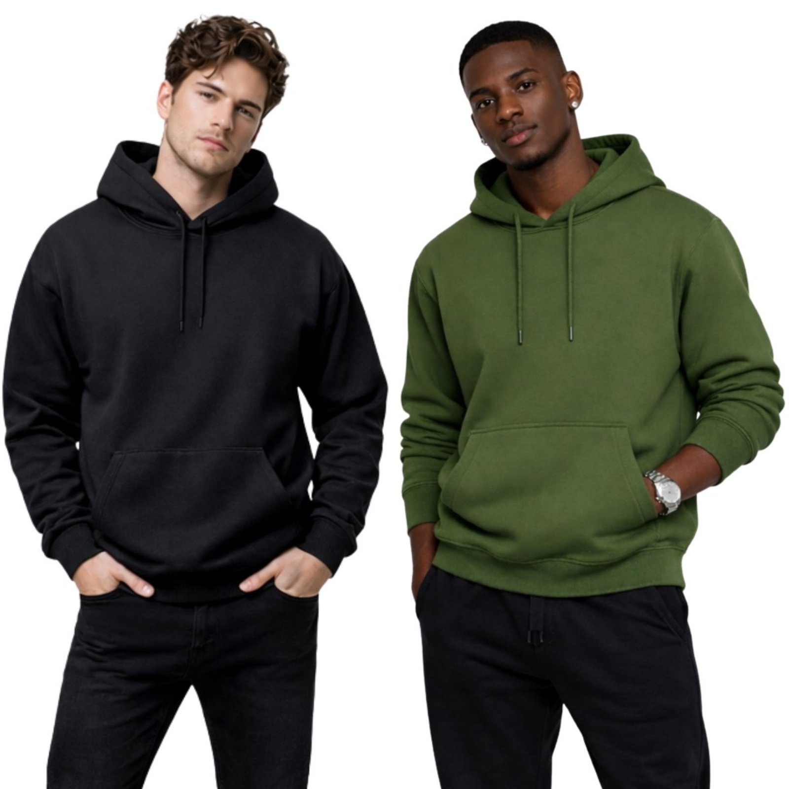 Kit 2 Moletom Modelo Canguru Com Capuz Masculino Liso