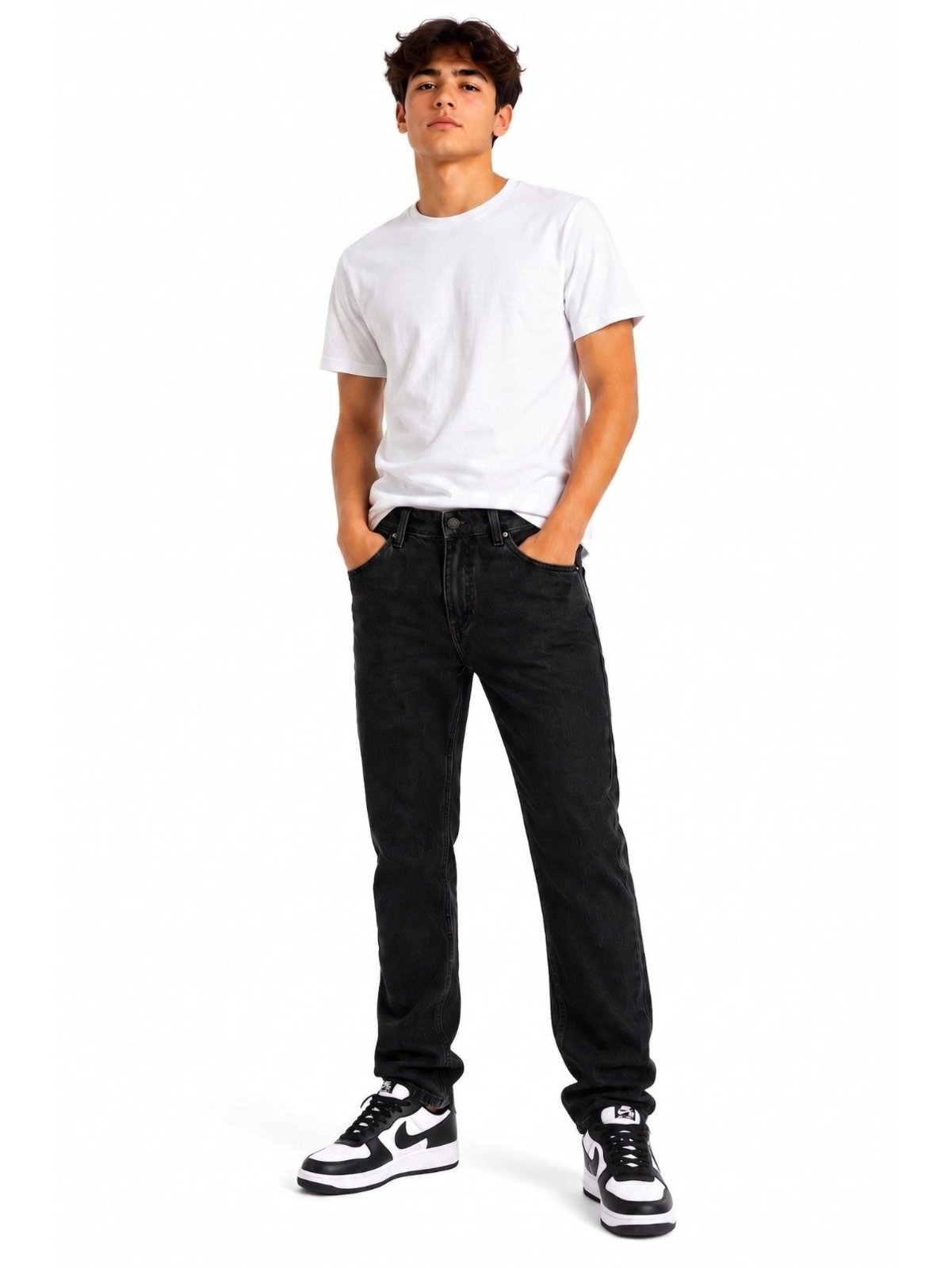 Infantil - Calça Jeans Reta Crawling Juvenil Masculina Preta