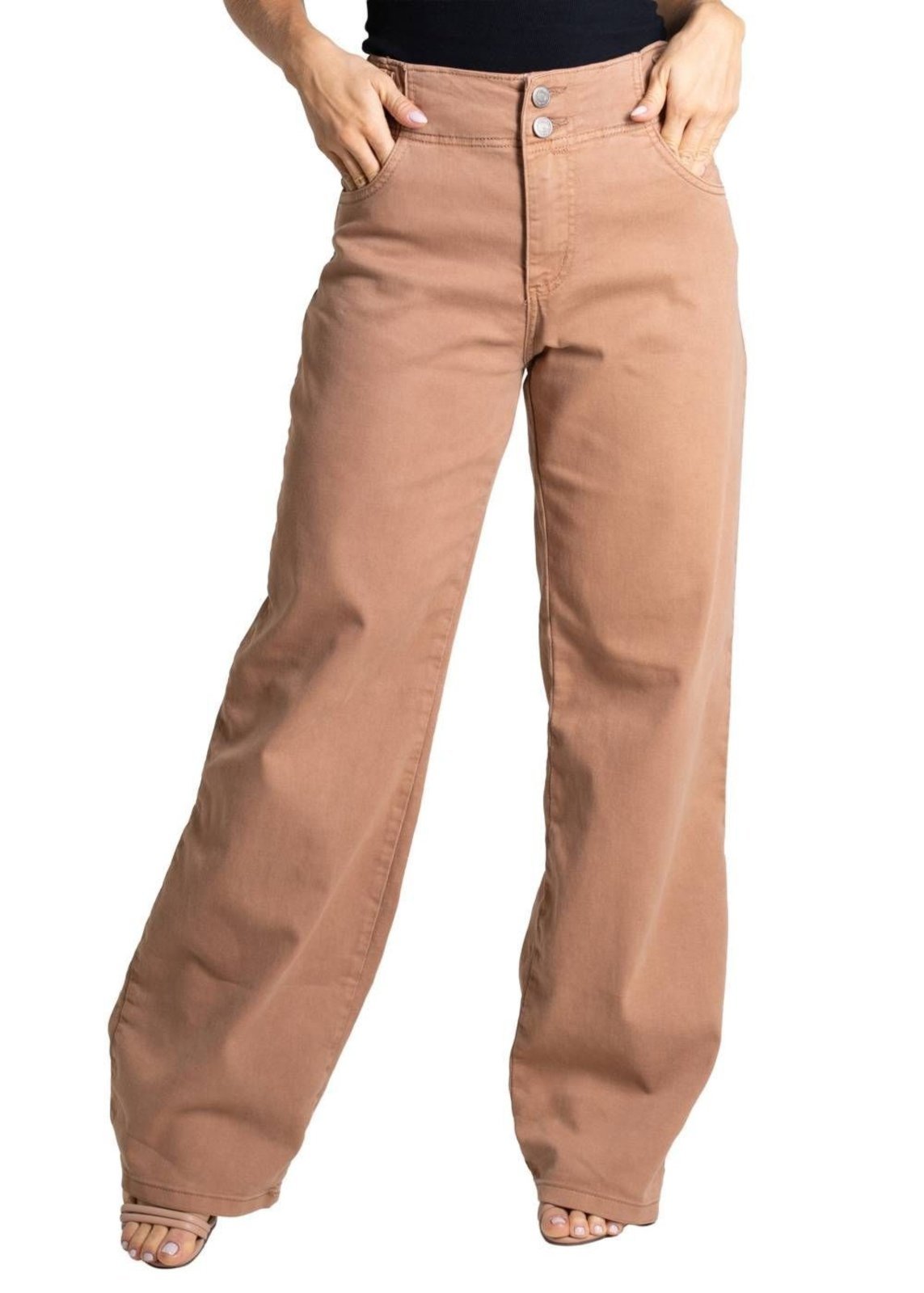 Calça Sarja Sawary Wide Leg – 280597 – Bege – Sawary