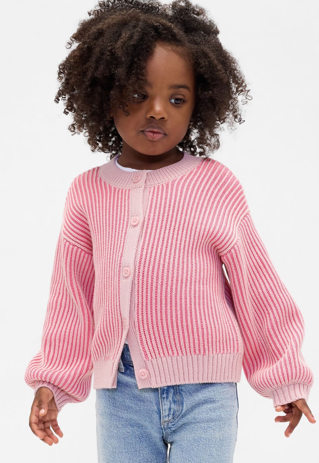 Cardigã GAP Cropped Listrado Rosa