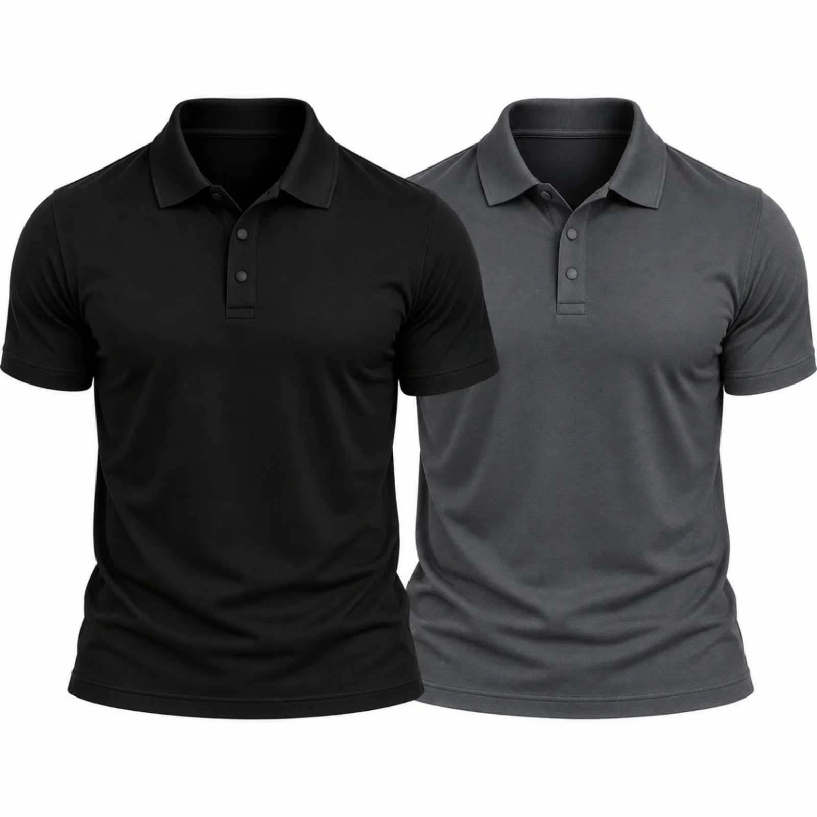 Kit 2 Camisas Polo Masculina Poliamida Premium Básica Lisa Preto