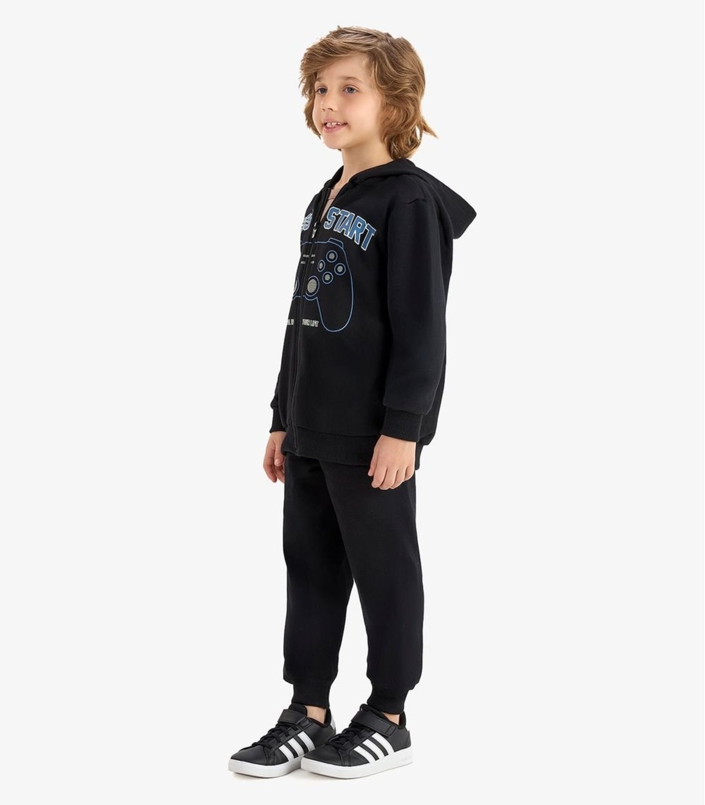 Infantil - Conjunto Jaqueta Capuz e Calça Moletom Rovi Preto