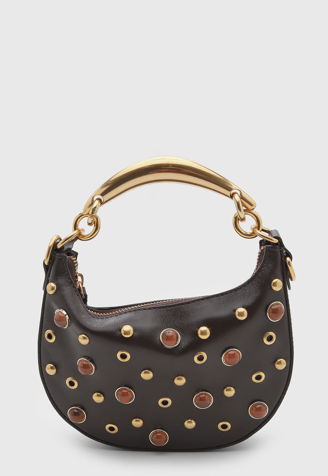 Bolsa Feminina Vicenza Couro Alça Metálica Marrom