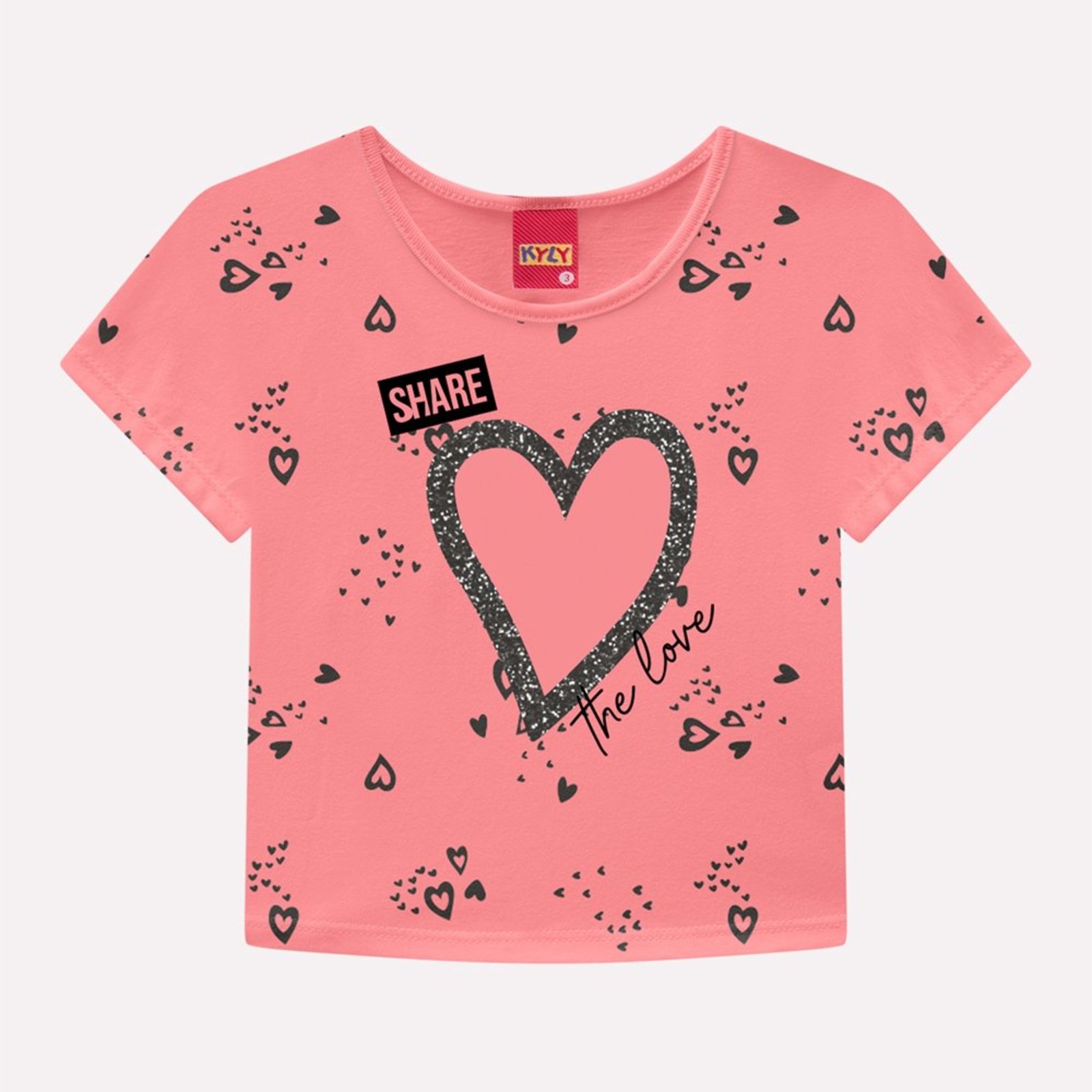 Infantil - Blusa Cropped Menina Corações Kyly