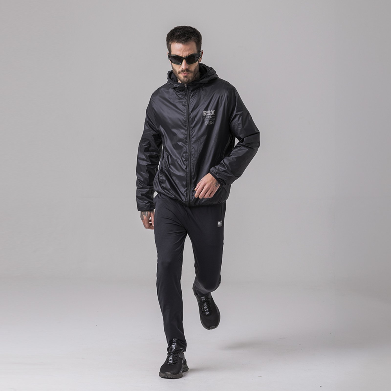 Jaqueta Windbreaker Masculina Rock e Soda Preto