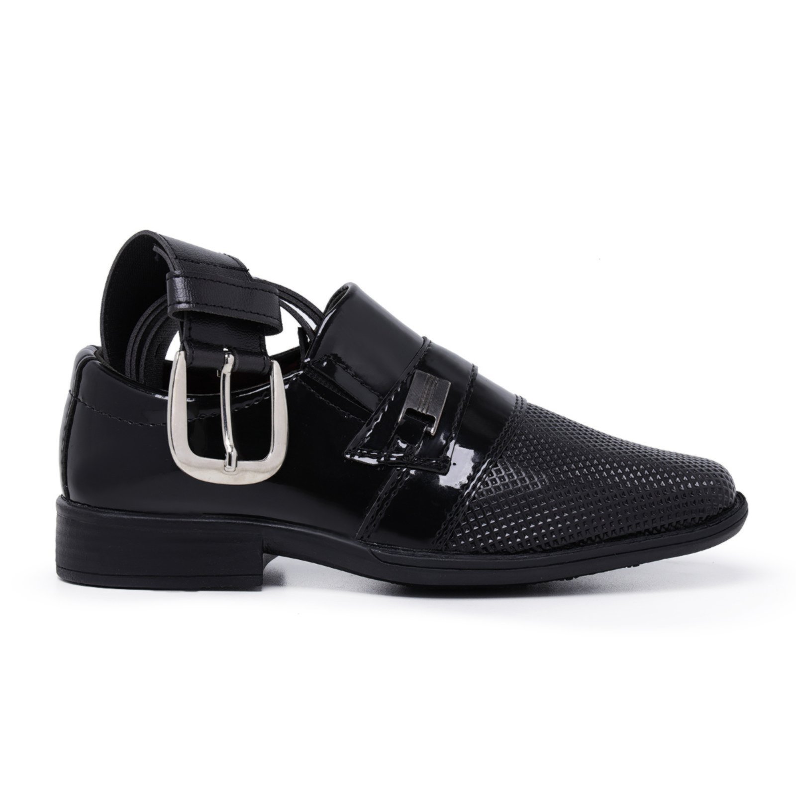 Infantil – Kit Sapato Social + Cinto Para Menino Daminho Festa Formatura Macio Moderno 448 Preto