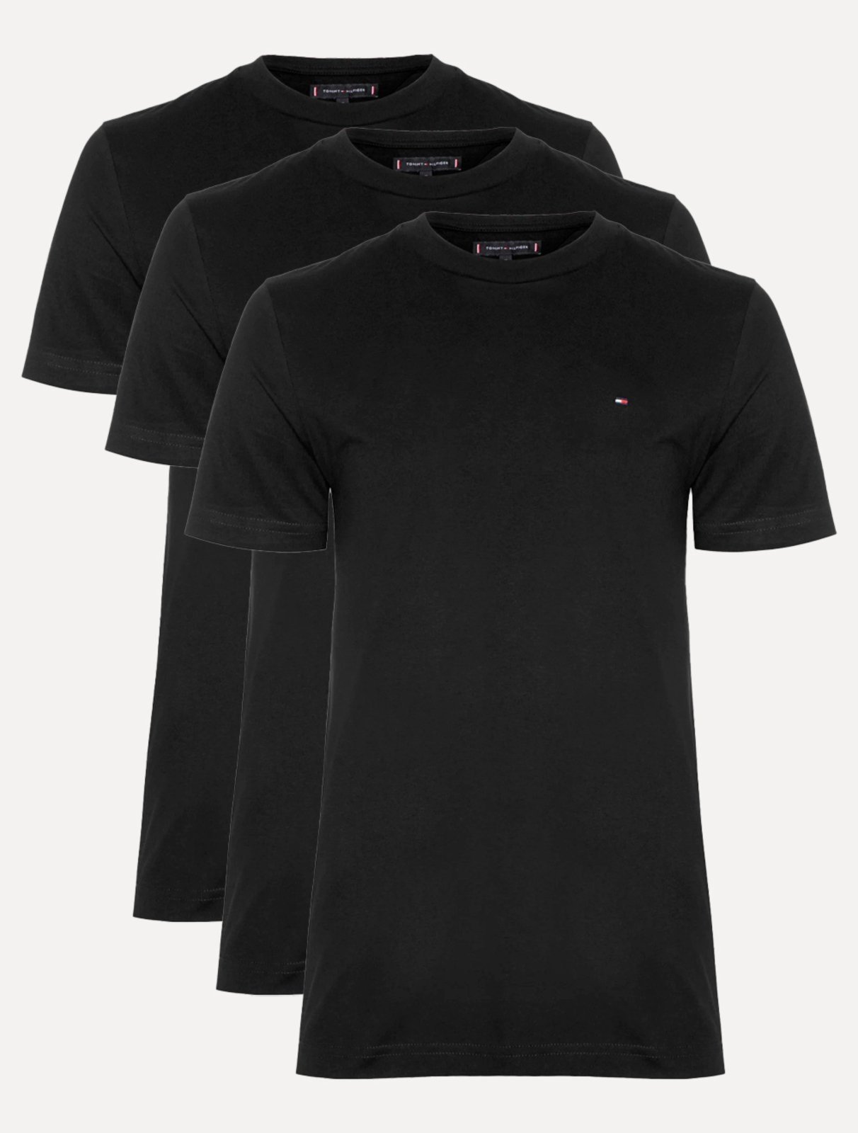 Vista 2 Kit Camisetas Tommy Hilfiger Masculina Essential Preta 3UN preto Tommy Hilfiger preto