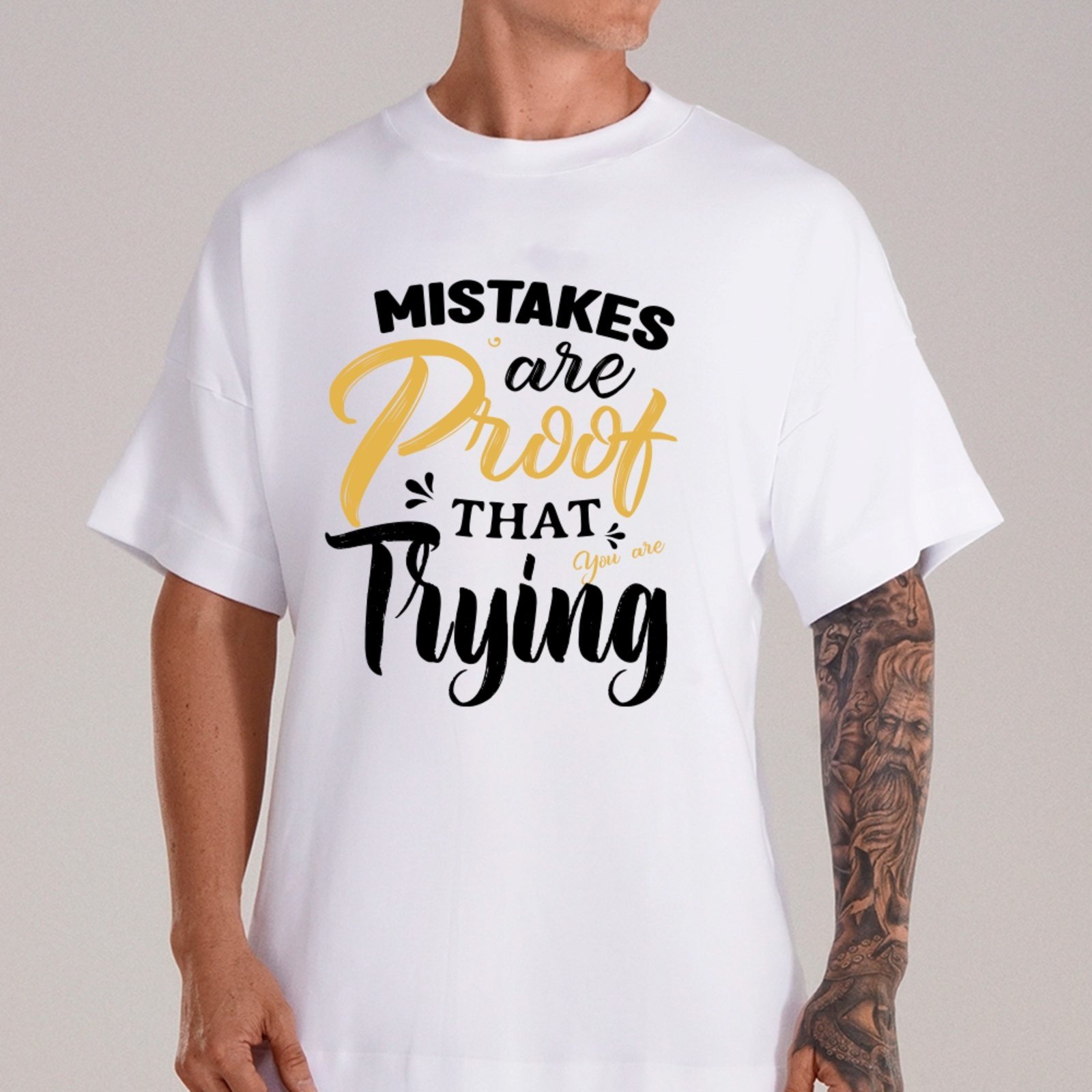 Camiseta Ousy Motivacional De Superação Oversized Unissex Branco